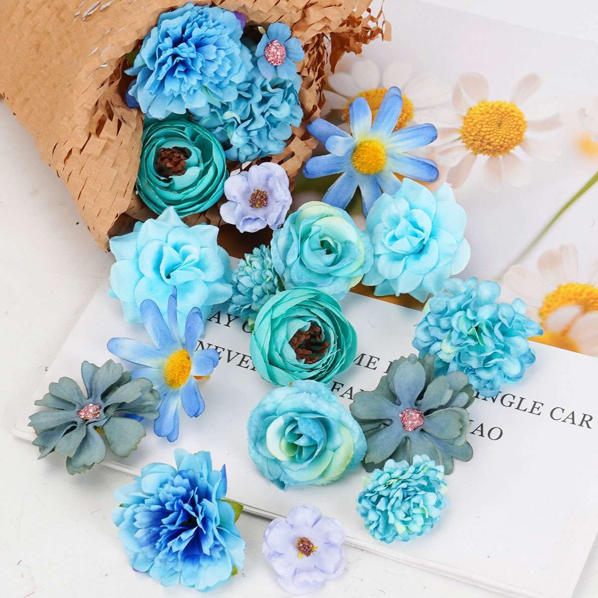 20Pcs Pop Silk Artificial Fake Rose Flower Heads Bulk Craft Wedding Party Decor