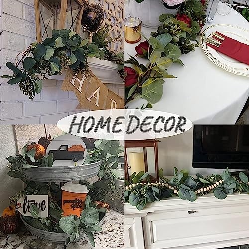 Eucalyptus Garland Total 13.1 Ft Lush Silver Dollar Leaves 2 Pack Green