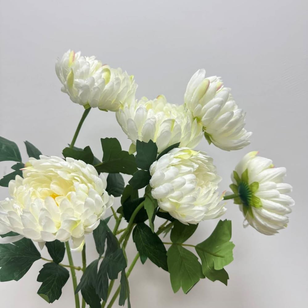 6cs Artificial Mums Flowers Fake Silk Chrysanthemum Balls Flower,18″ Flower B…
