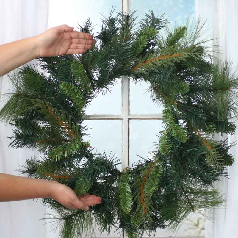 33″ Artificial Mixed Green Pine Christmas Holiday Winter Wreath