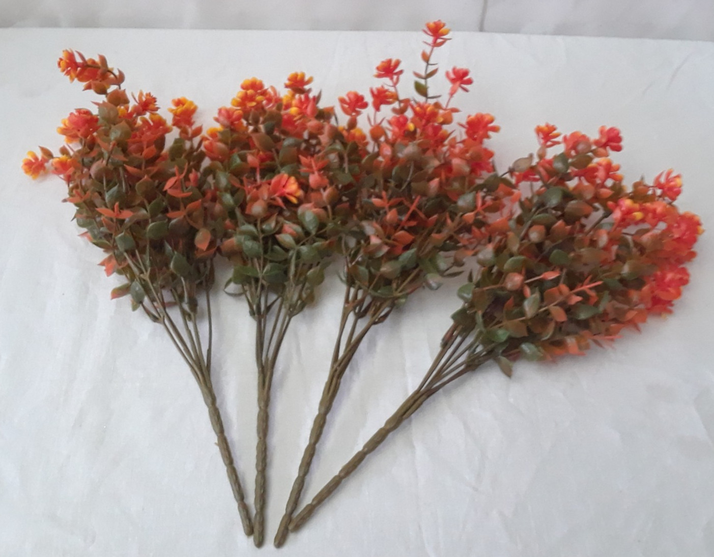 Lot of Four Dried Orange Flowers Decor for Home Deco Art Projects 12″ Bunch