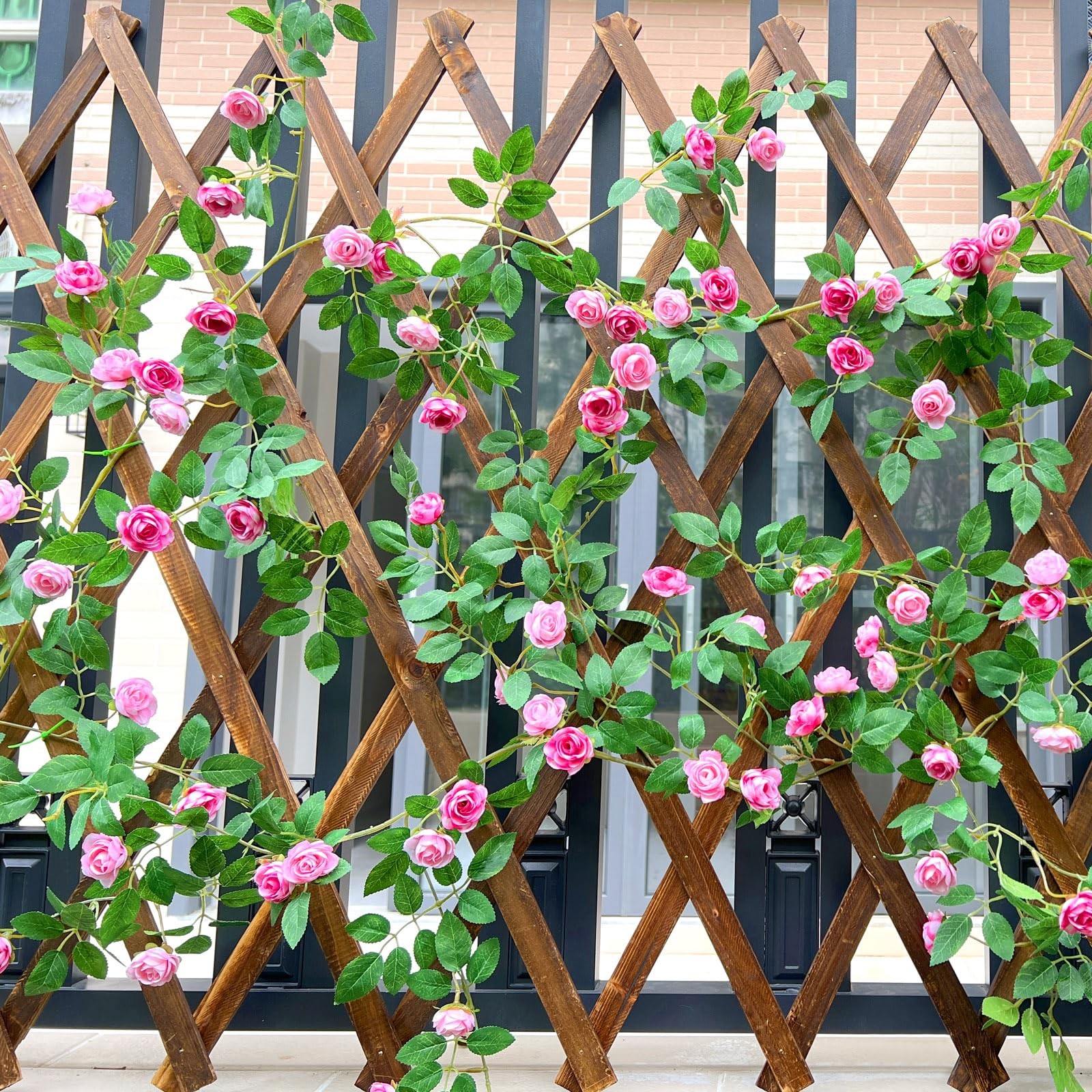 6FT Bendable Pink Rose Flower Garland, Artificial Silk Wild Roses Vine Leaves…