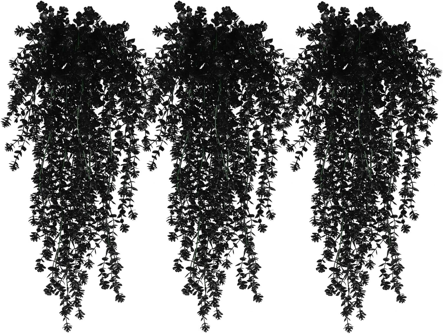 Black Hanging Flowers Faux Hanging Plants Black Artificial Plants | Fake Greener