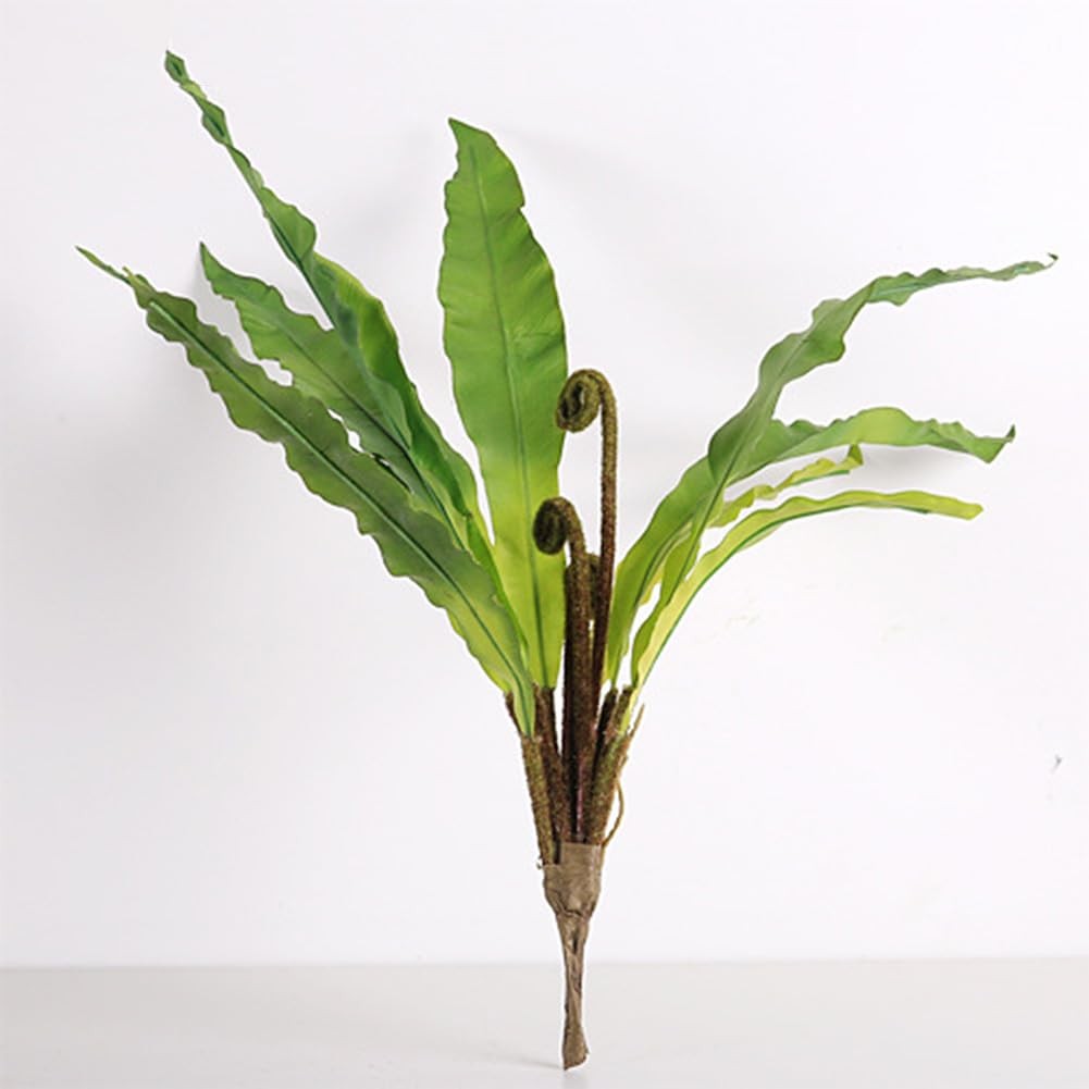 2Pcs Artificial Fern Green Plant Bird’s-nest Fern Asplenium Nidus Faux Silk T…