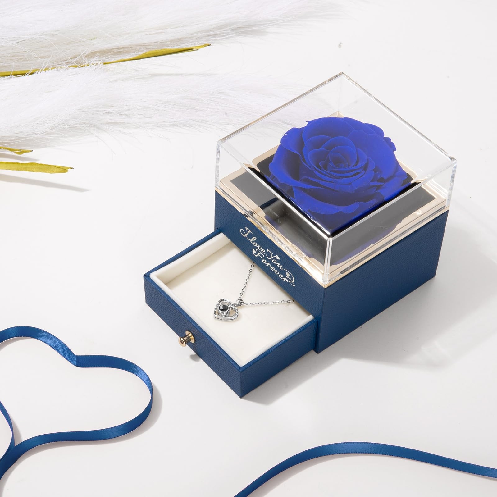 Valentines Day Gifts for Her, Preserved Real Blue Rose, Forever Flowers Rose …
