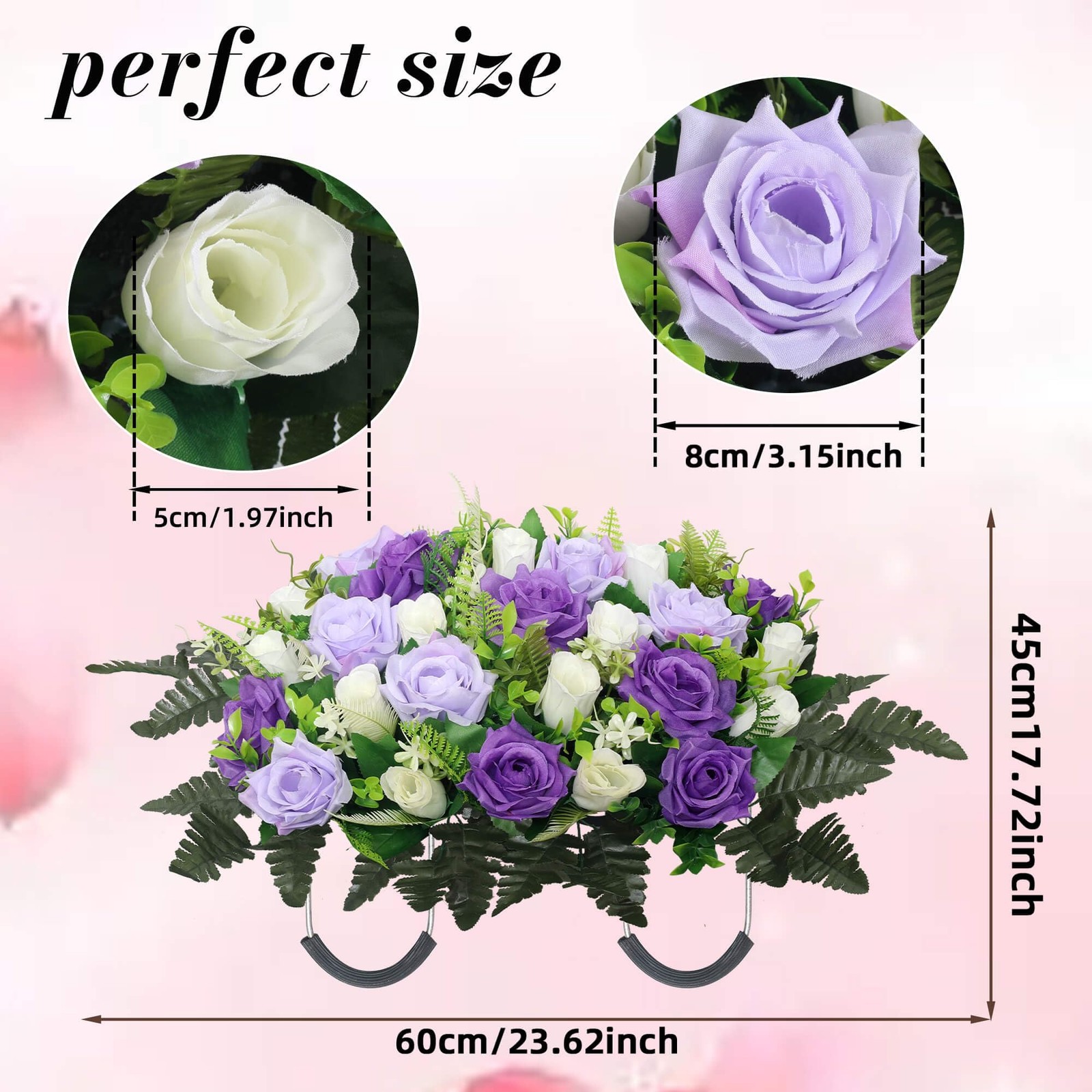 Grave Decorations Cemetery Headstone Flower Saddle Artificial Memorial Roses