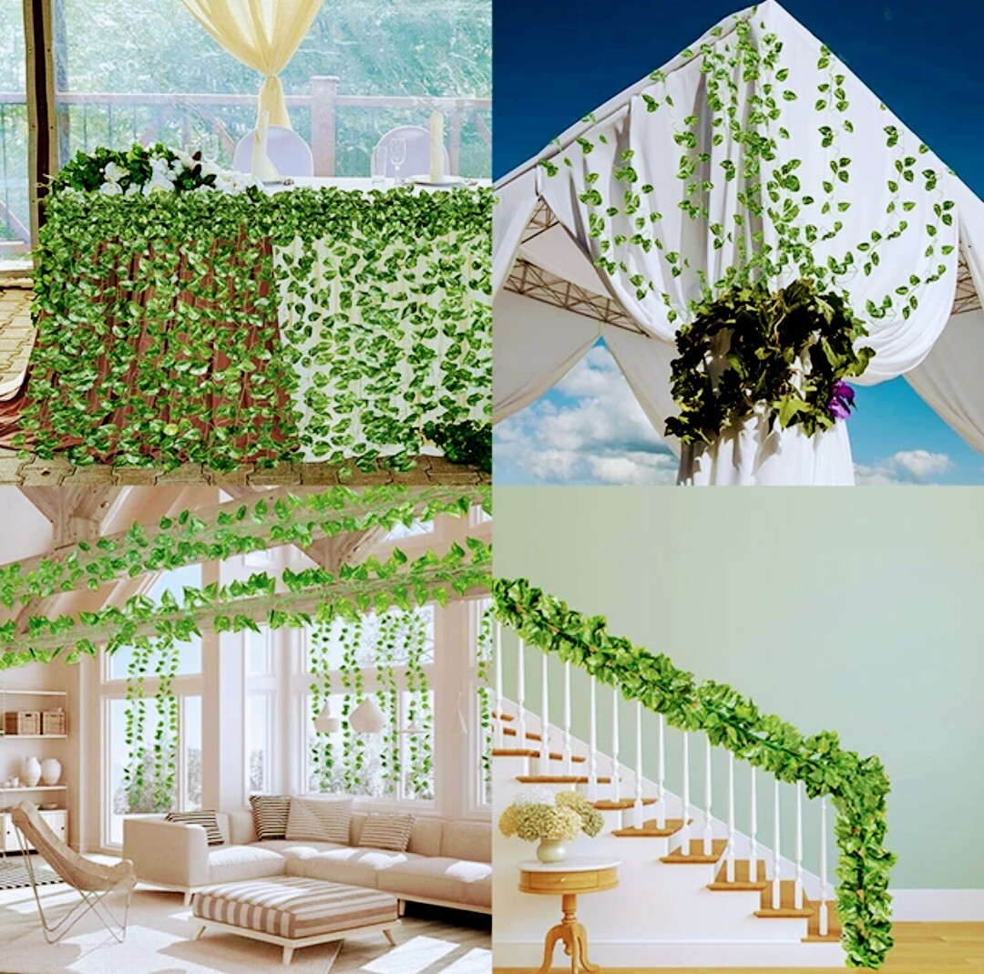 12 Pcs Fake Ivy Vine Leaf Plants Hanging Garland Plants Home Decoration Gift