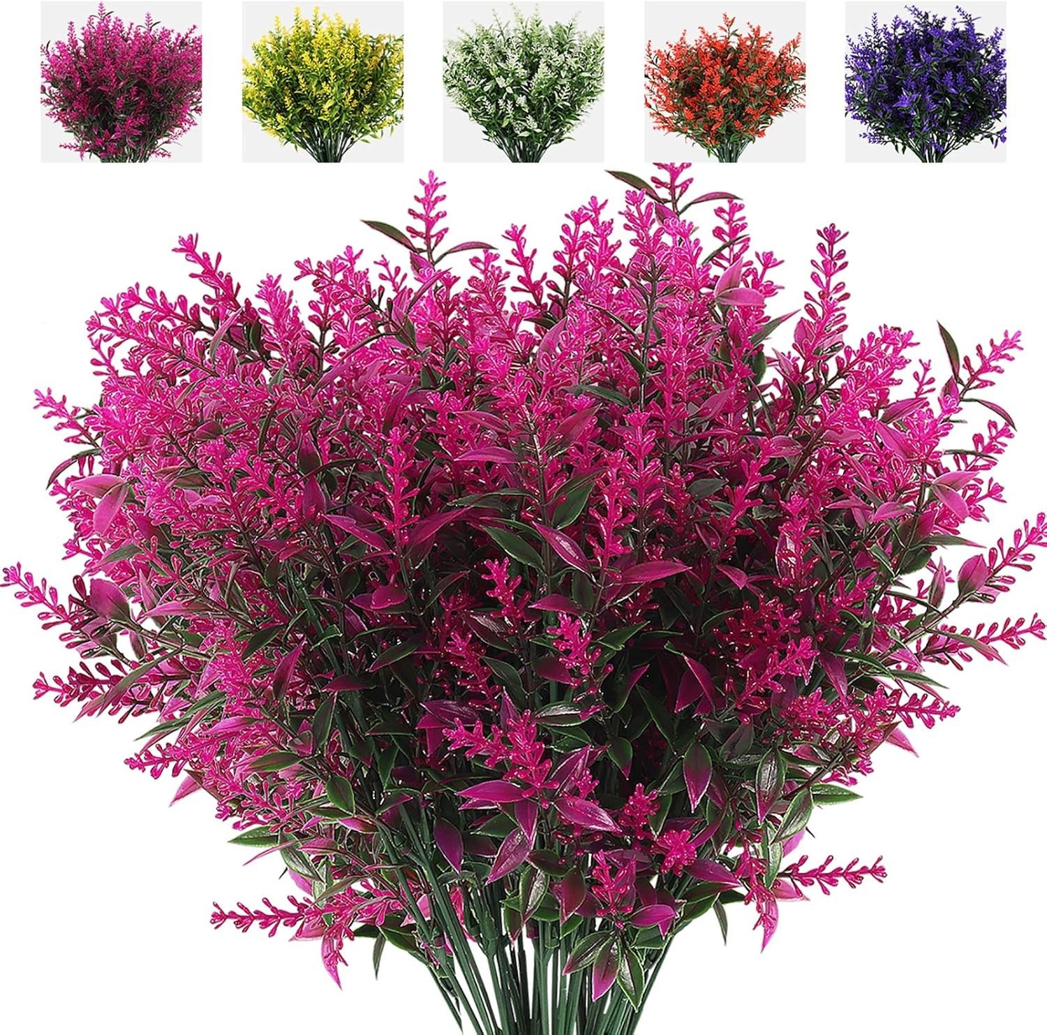 Lifelike Fuchsia Artificial Lavender Flowers Set – 8 Bundles for Cozy Decoration