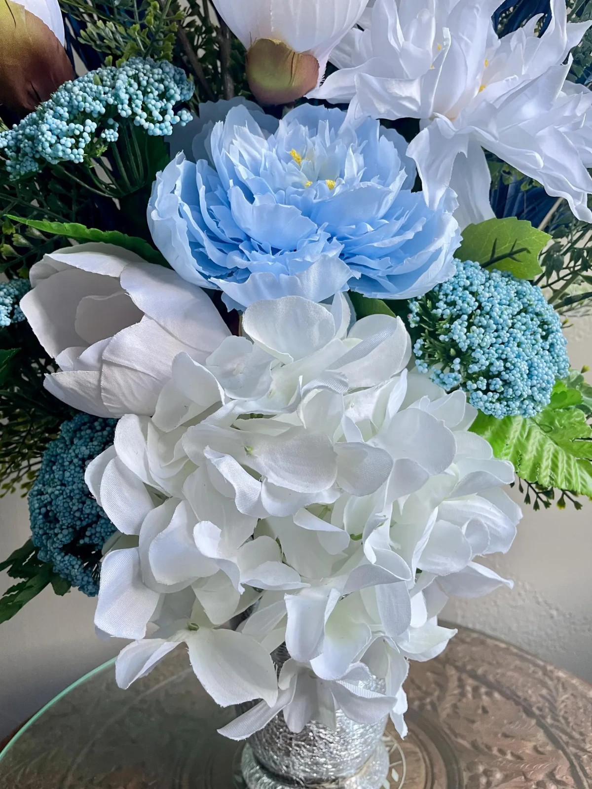 Blue & White Centerpiece Modern Home Decor Living Dining Room Bedroom Accent