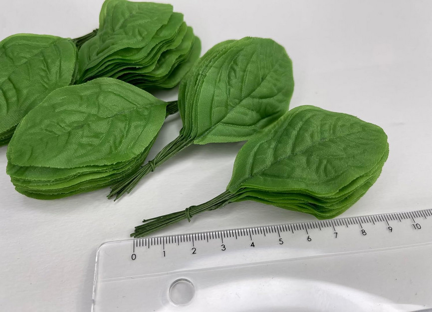 Fake Leaves Jasmine Leaves Fabric Artificial Leaf with Wire Stem Clips Size#0