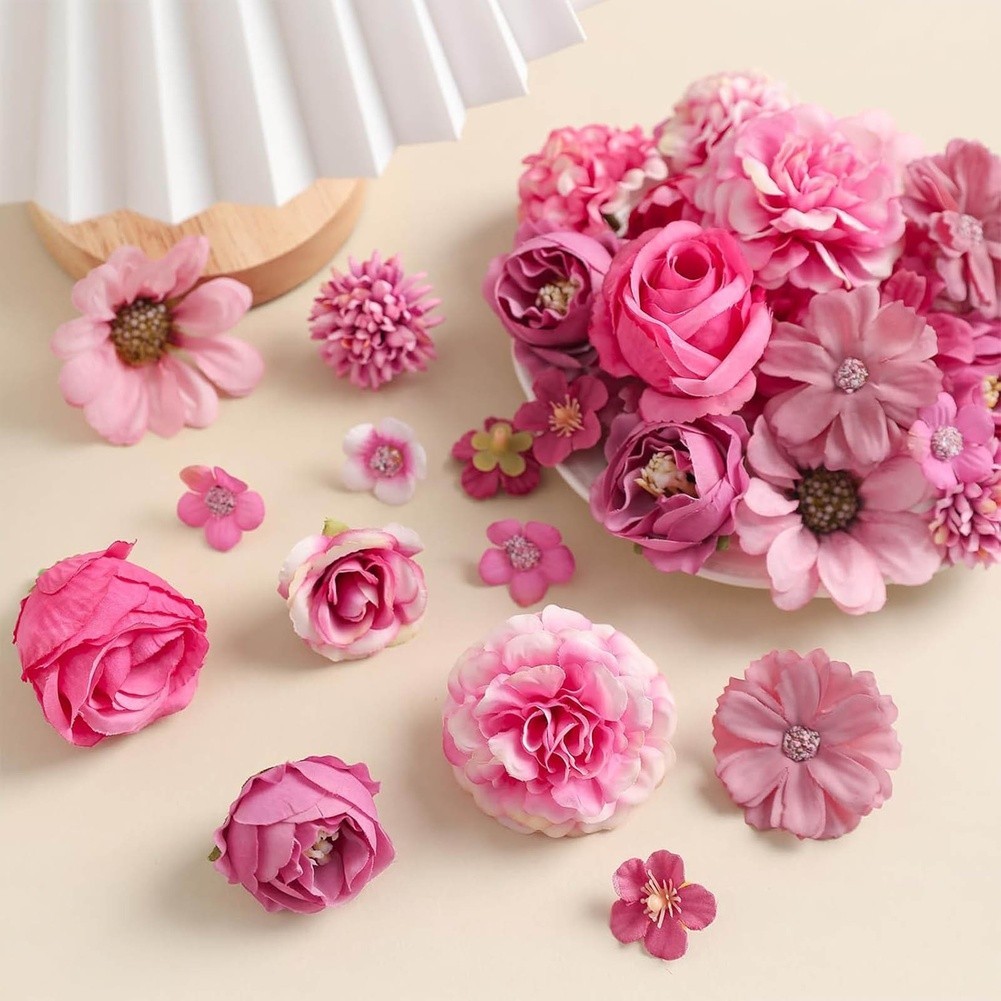 80 Artificial Silk Roses for DIY Hair Accessories Home Decor Photography Props