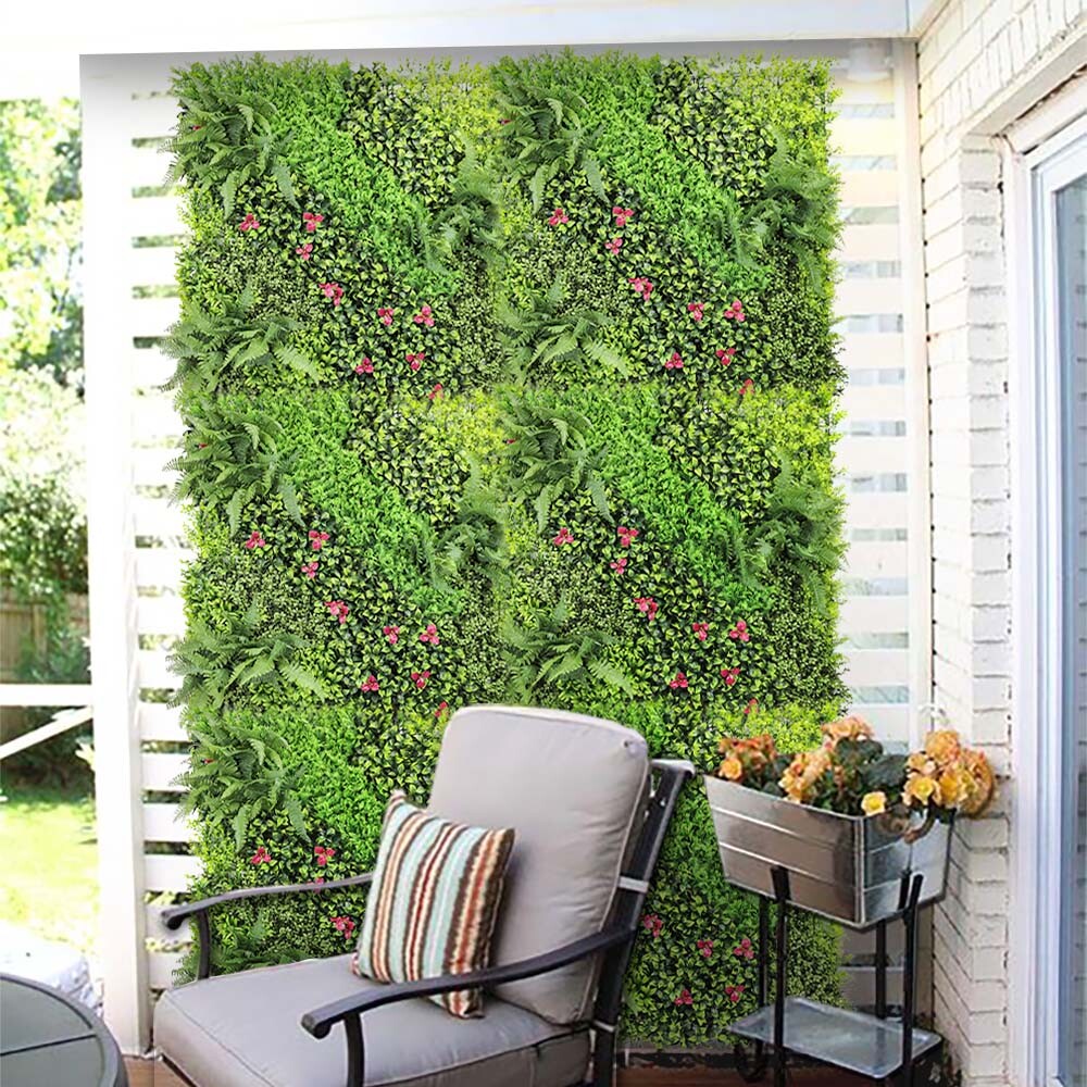 40″ Artificial Mix 3D Leaf Mat Wall Hedge Decor Privacy Fence Panel Grass # 09