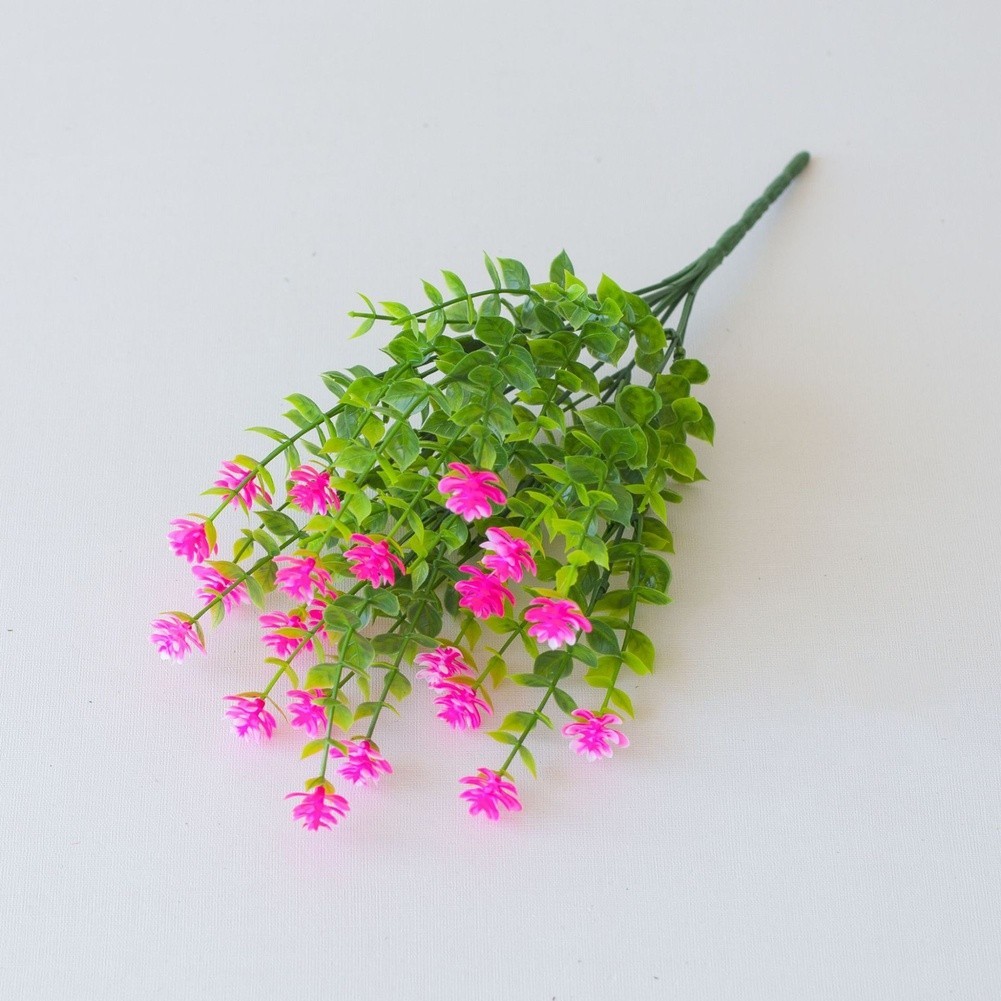 Realistic Artificial Tea Flower with Eucalyptus Leaves 36cm Plastic Plant