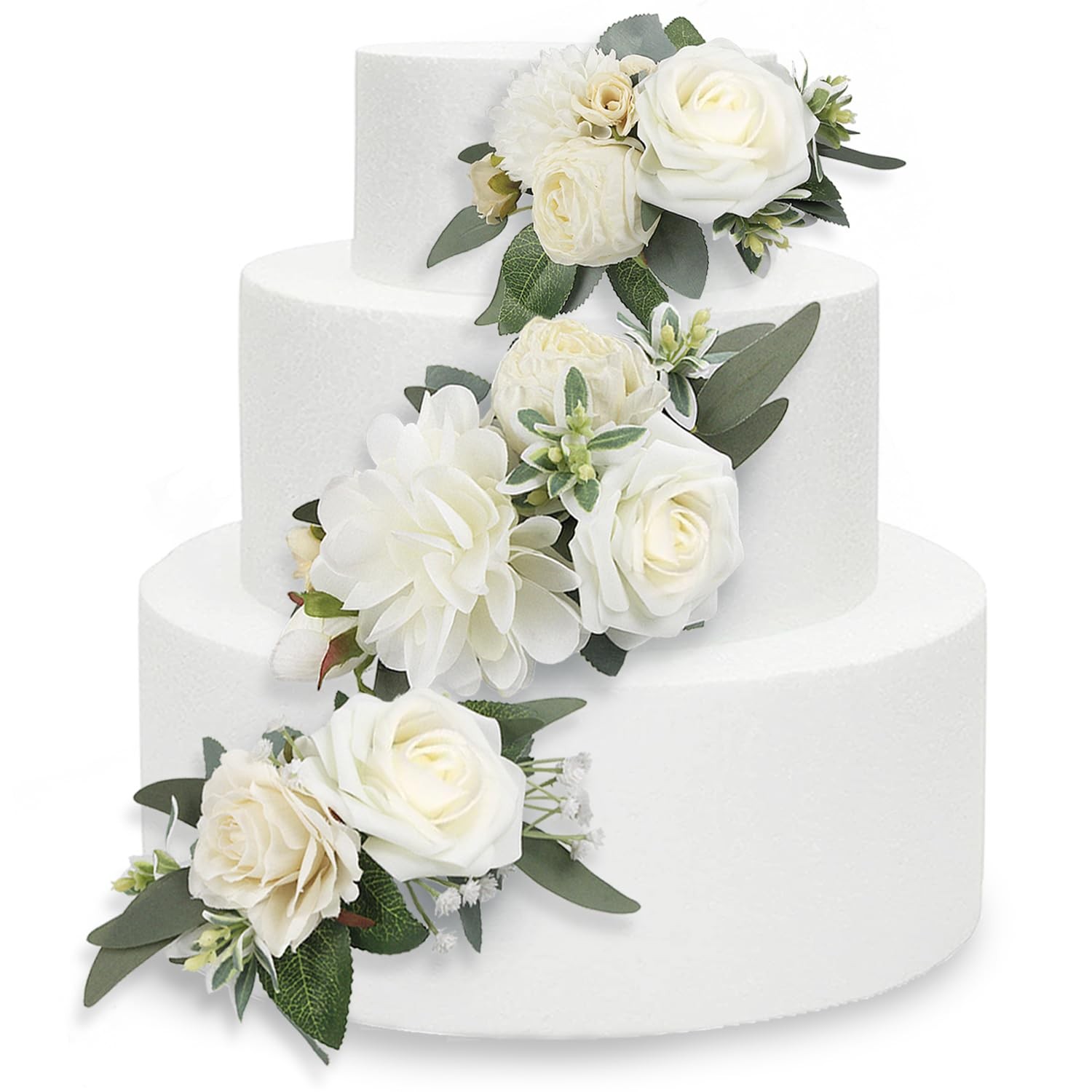 3Pcs Pre-made Cake Flowers Toppers White Green Cake Decorations Wedding Cake …