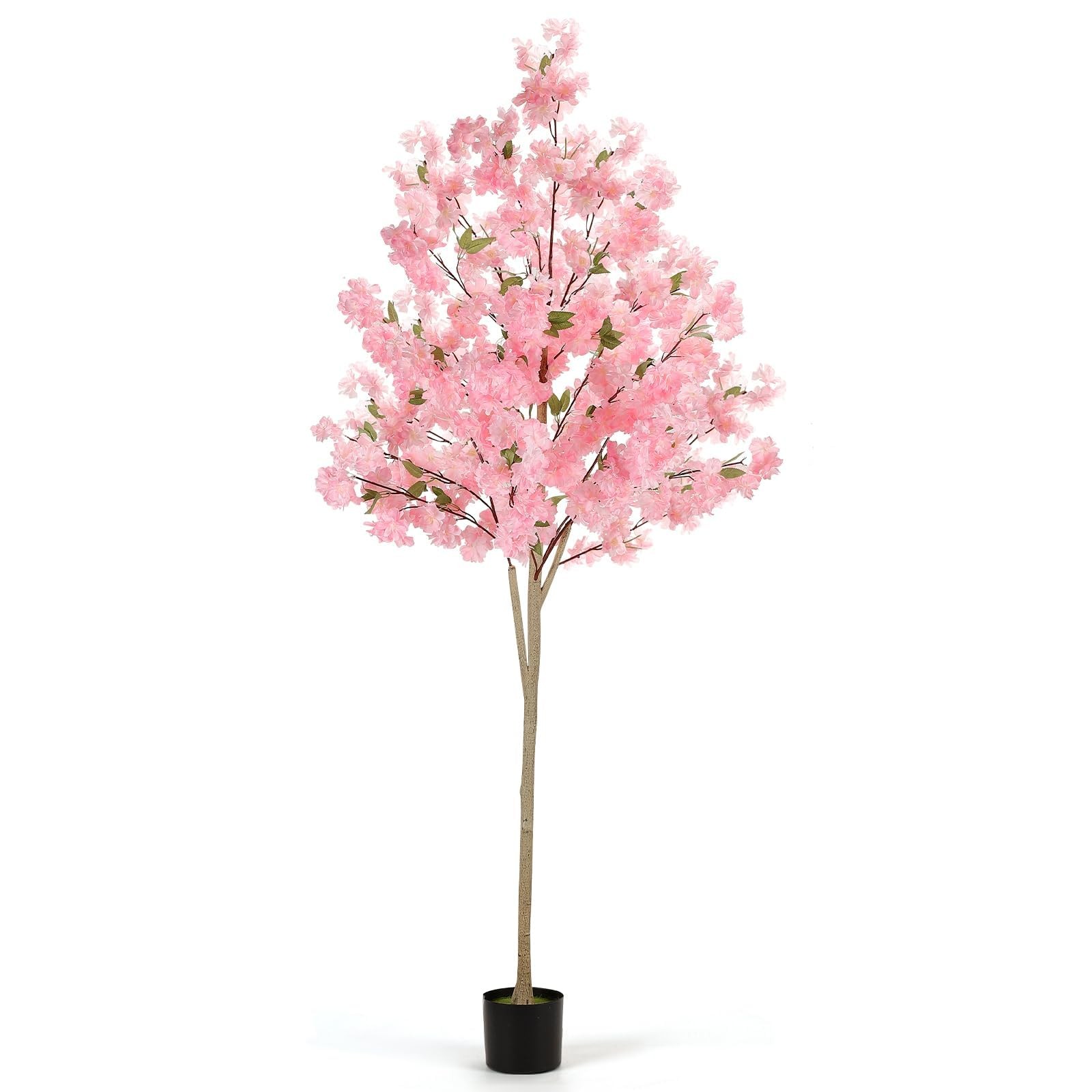 Artificial Cherry Blossom Tree, 6FT Pink Faux Sakura Tree with Pot, Realistic…