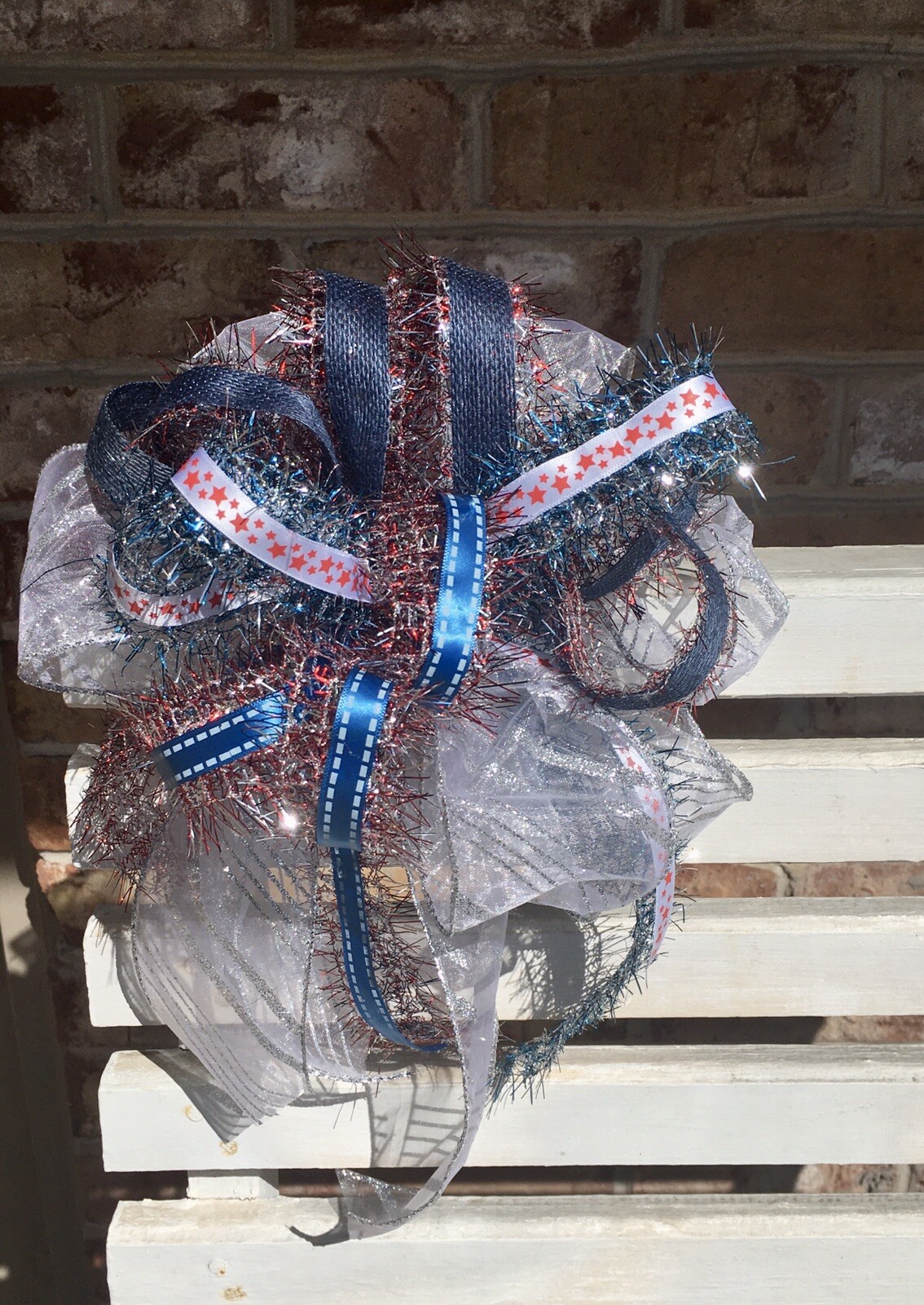 American / 4th Of July Bow For Wreath , Lantern Or Any Decor / Handmade