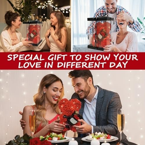 Artificial Flower Rose Teddy Bear with Preserved Bouquet & Pearl Necklace – Perf