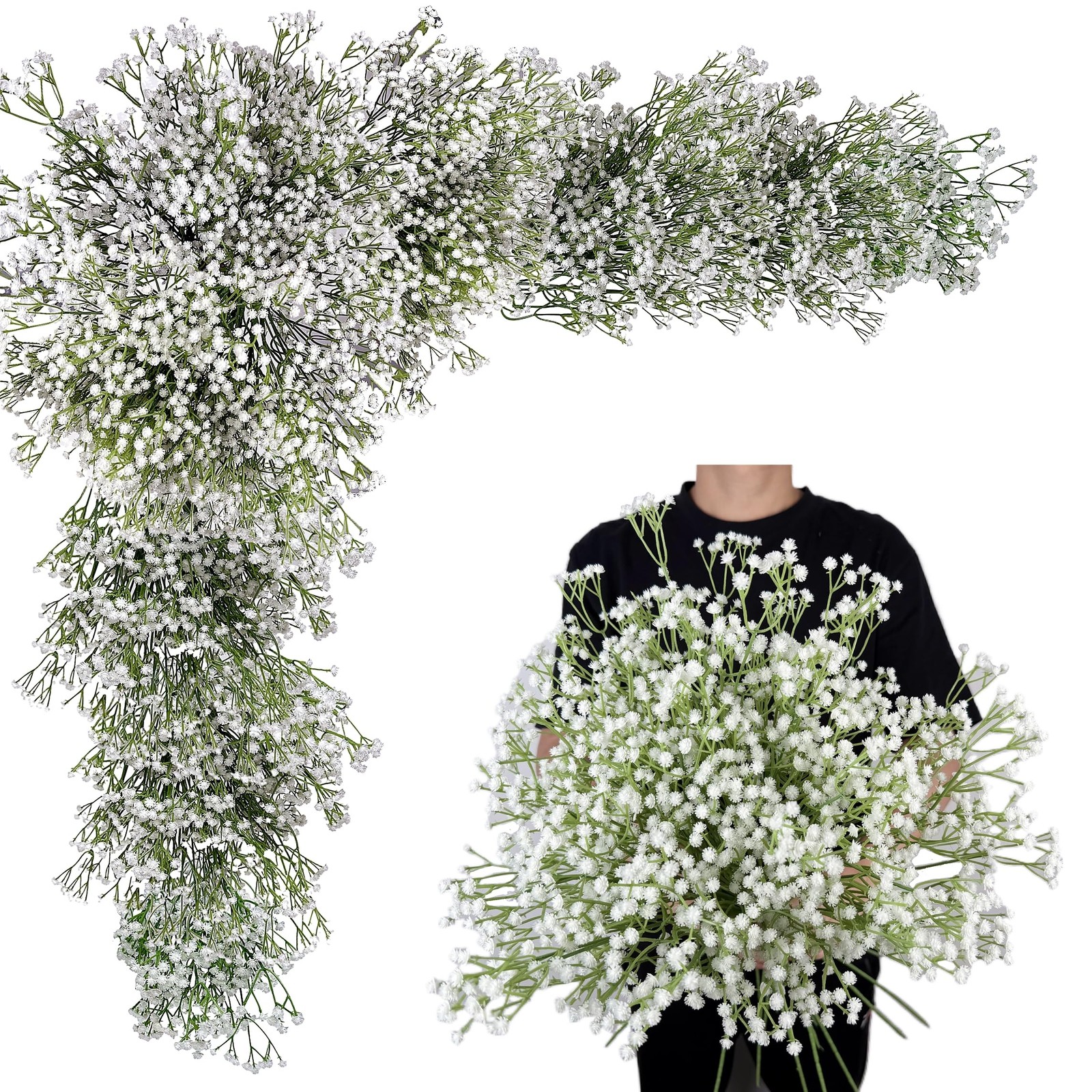 White Soft Plastic Artificial Baby Breath Flowers Gypsophila Decor 20 PCS