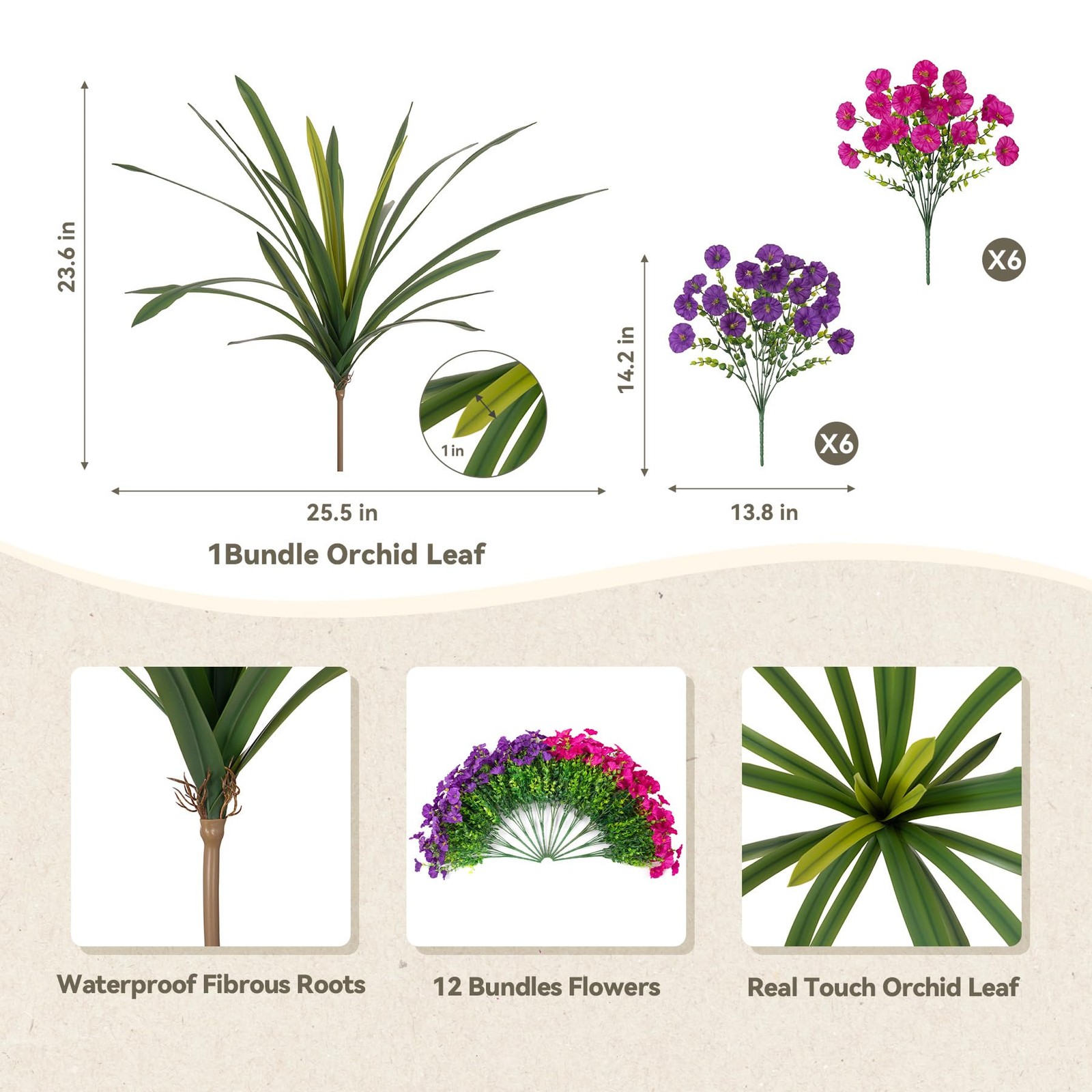 New Artificial Flowers for Outdoors Fake Plants Outside, 12 Bundles Silk Morning