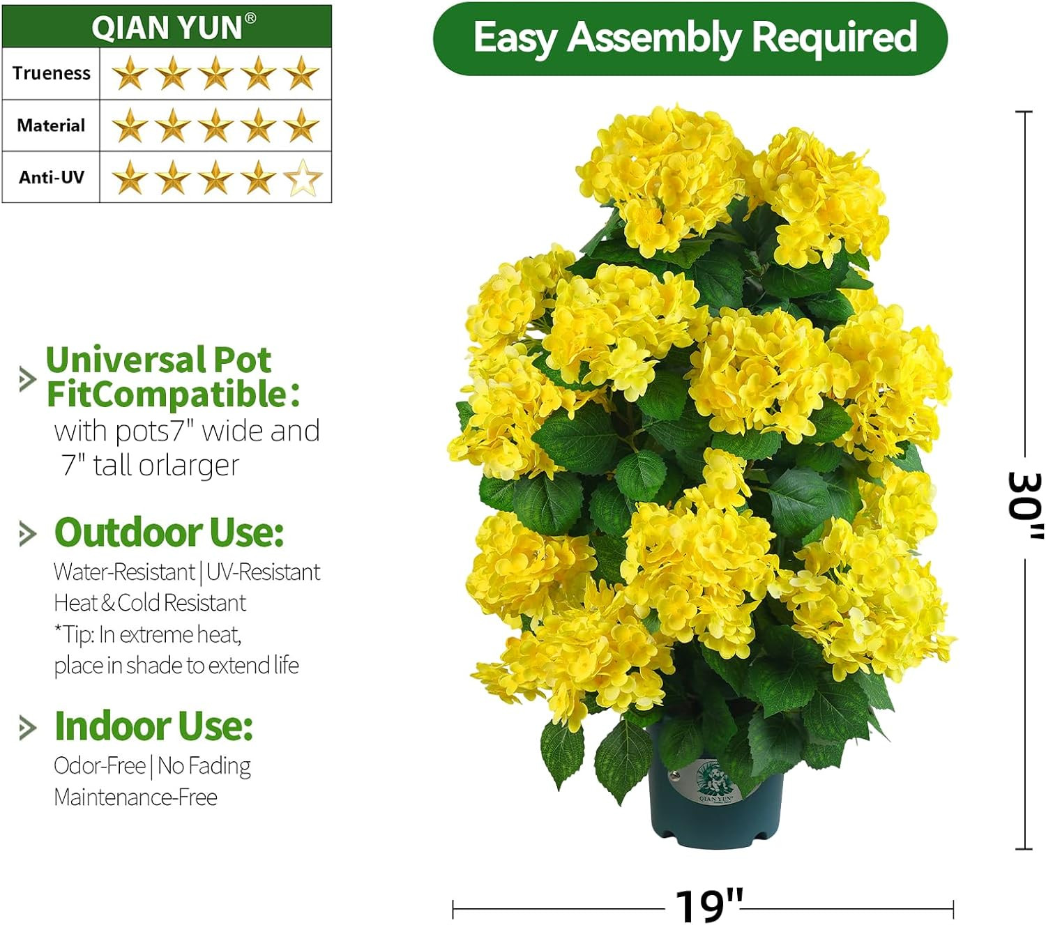 30″ Faux Hydrangea Tree (2 Pack) – Realistic Yellow Flower Decor for Home & Pati