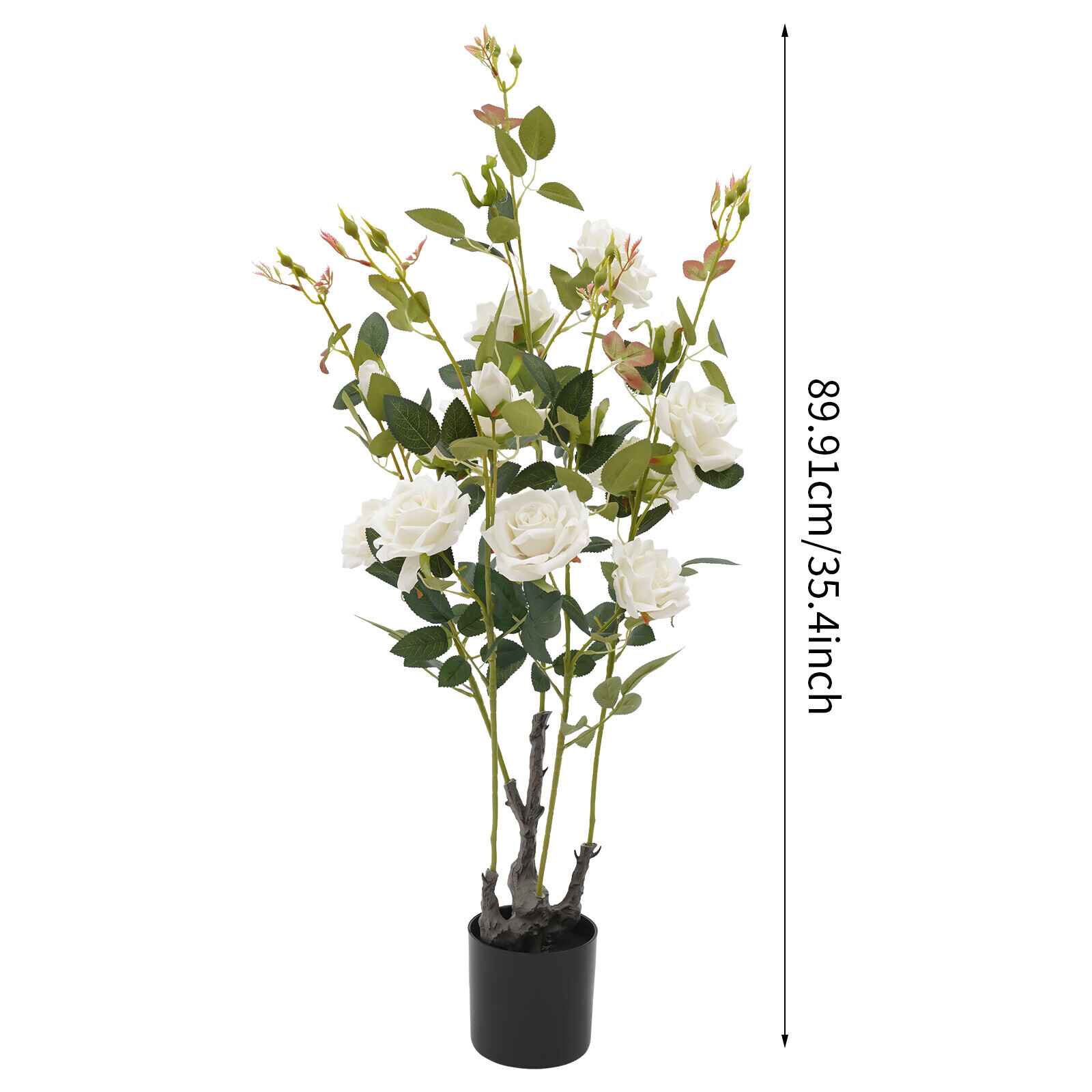 2 Pack 35.4″ Artificial Rose Tree Faux Floral Trees Artificial Flower Plant US！