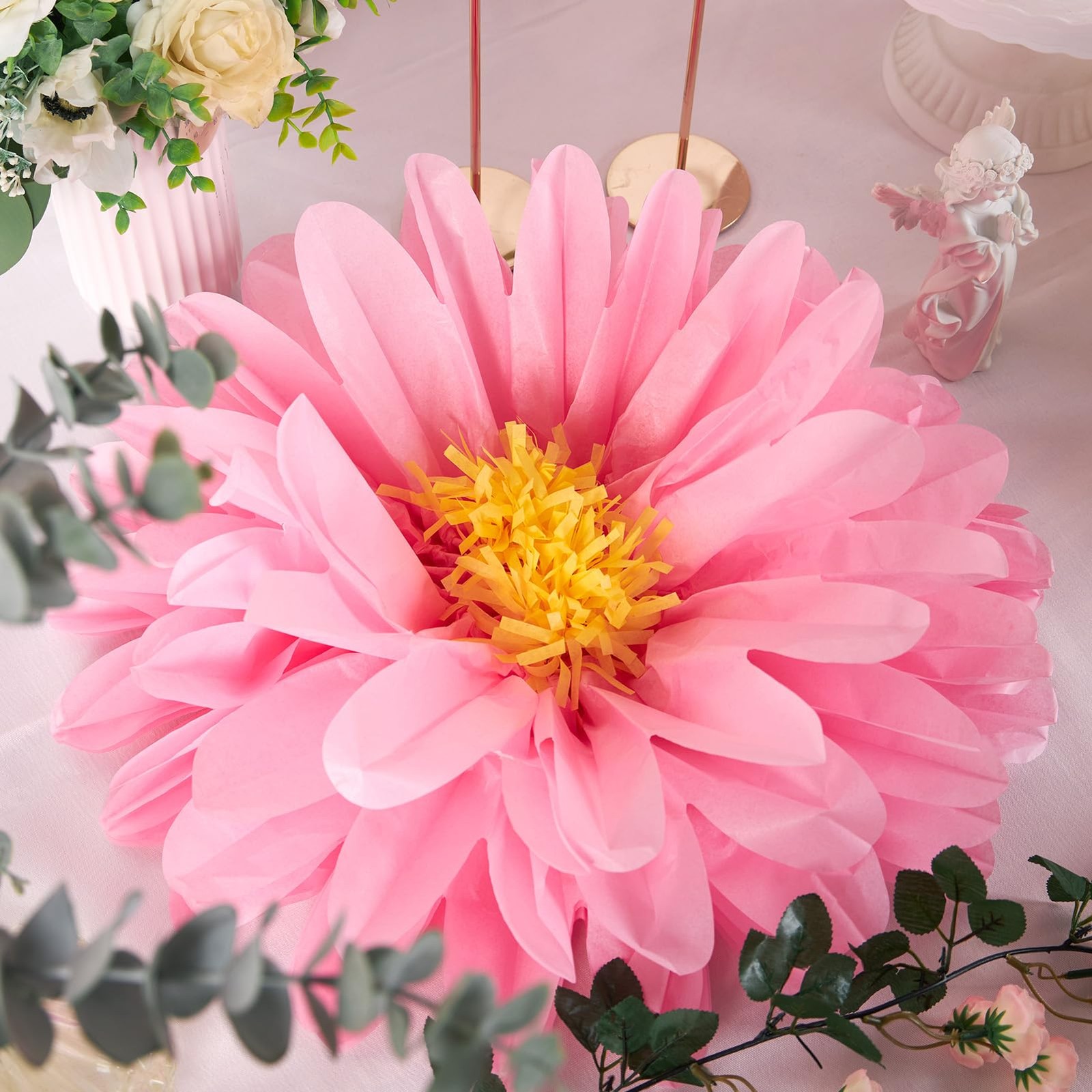 Pink Large Tissue Paper Flowers Party Decorations Birthday Backdrop 20 Inch 6PCS