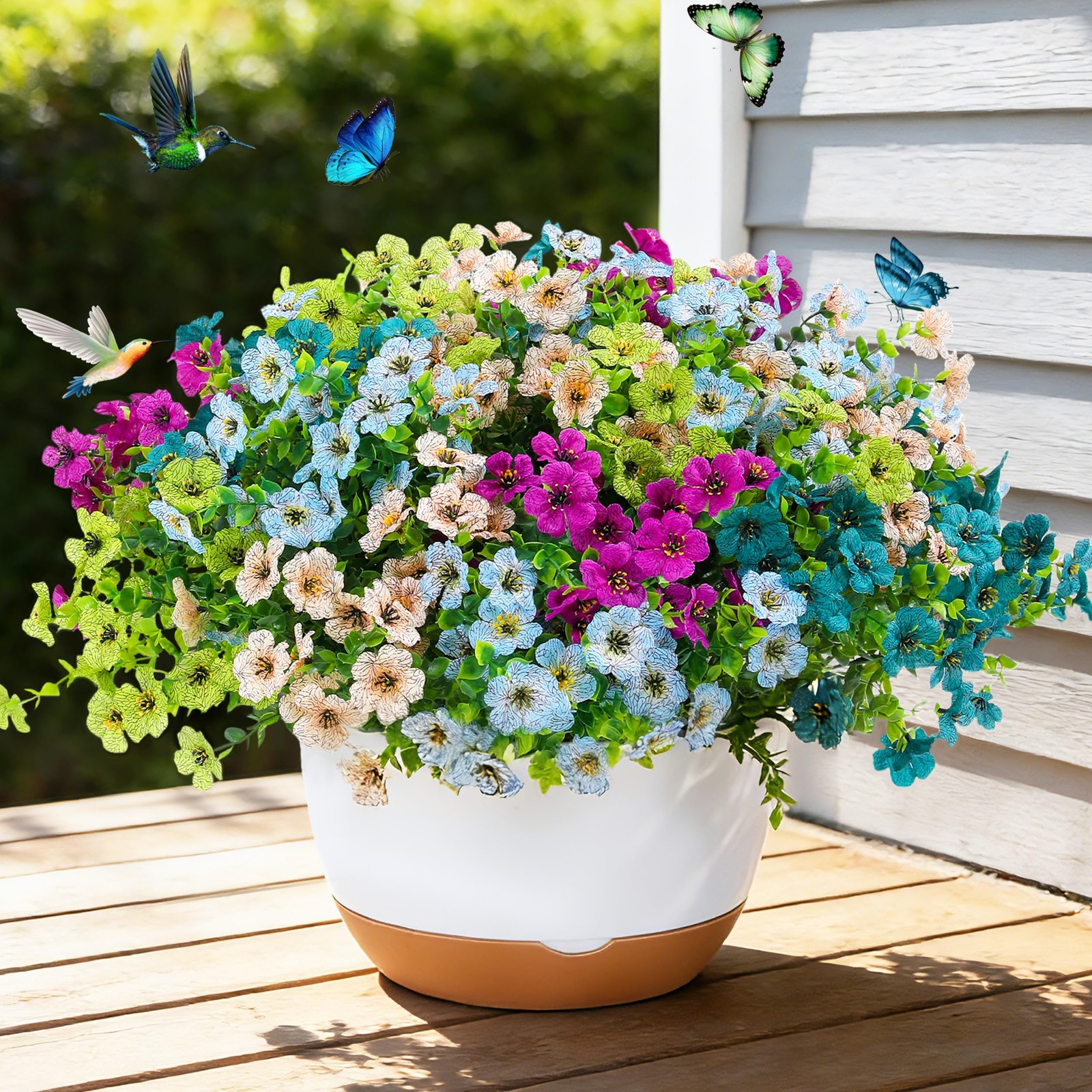Faux Artificial Plants Flowers for Outdoor Planters Spring Summer Decor 16 Bu…