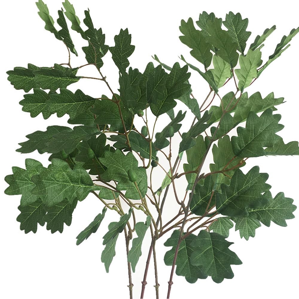Shirfloral 4Pcs Artificial Oak Tree Leaf Stems with Fruits Faux Oak Tree Bran…