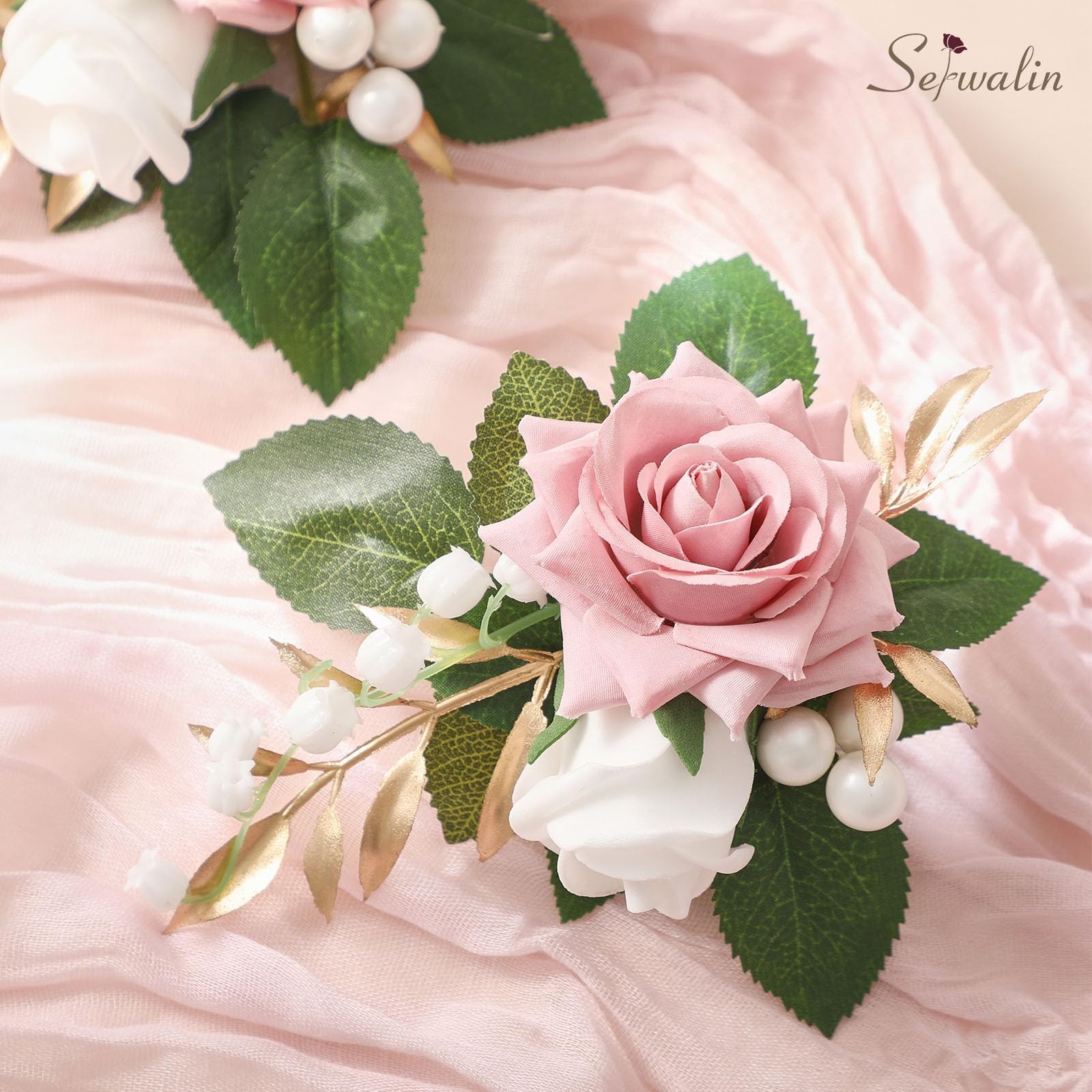 Pink Corsage and Boutonniere Set, Prom Corsage and Boutonniere Set of Wedding…