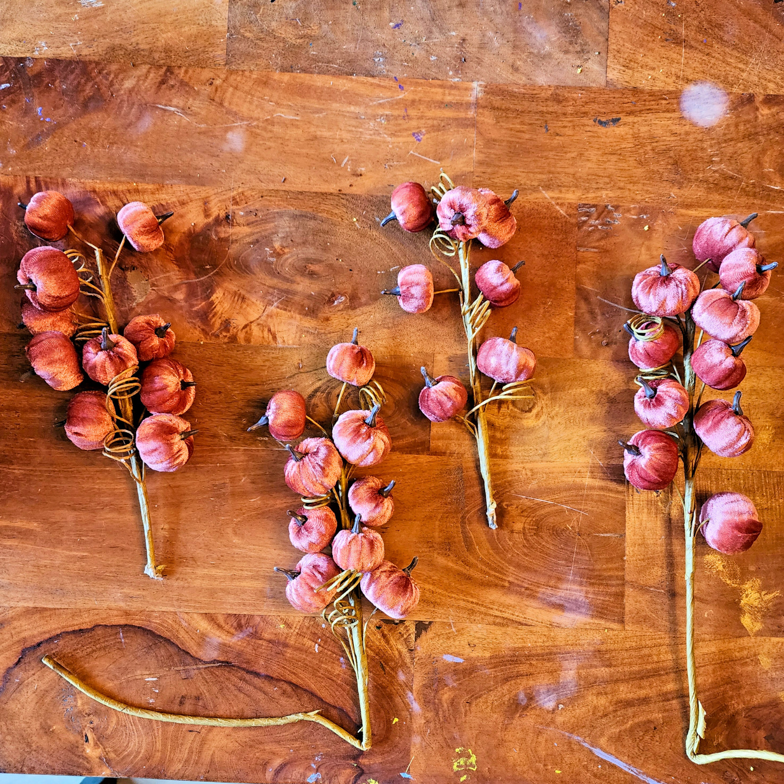 Velvet Pumpkin Floral Picks | Fall Harvest Stems | Rustic Autumn Centerpiece Dec