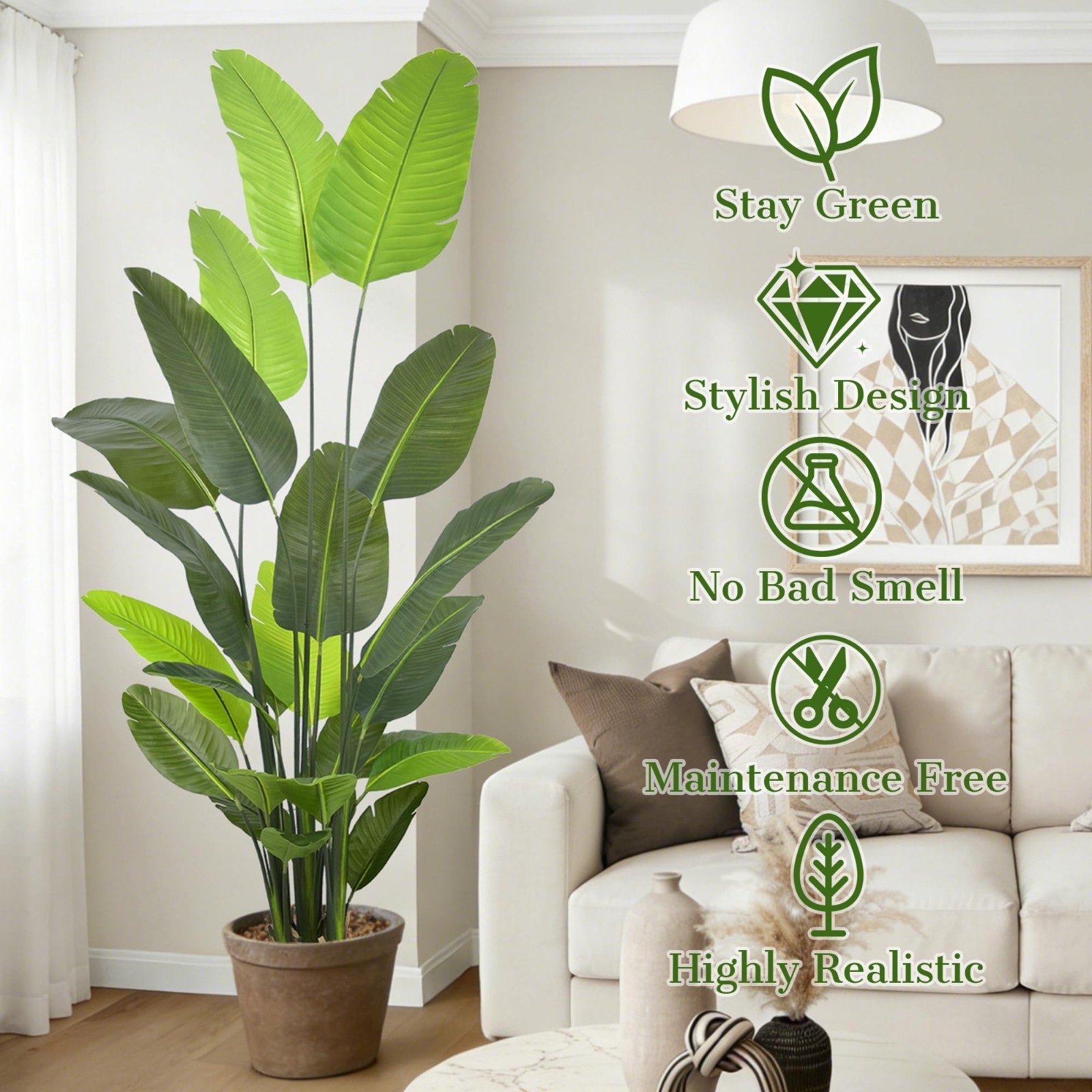 8FT Artificial Bird of Paradise Tree – Lifelike Faux Plant for Home & Office Dec