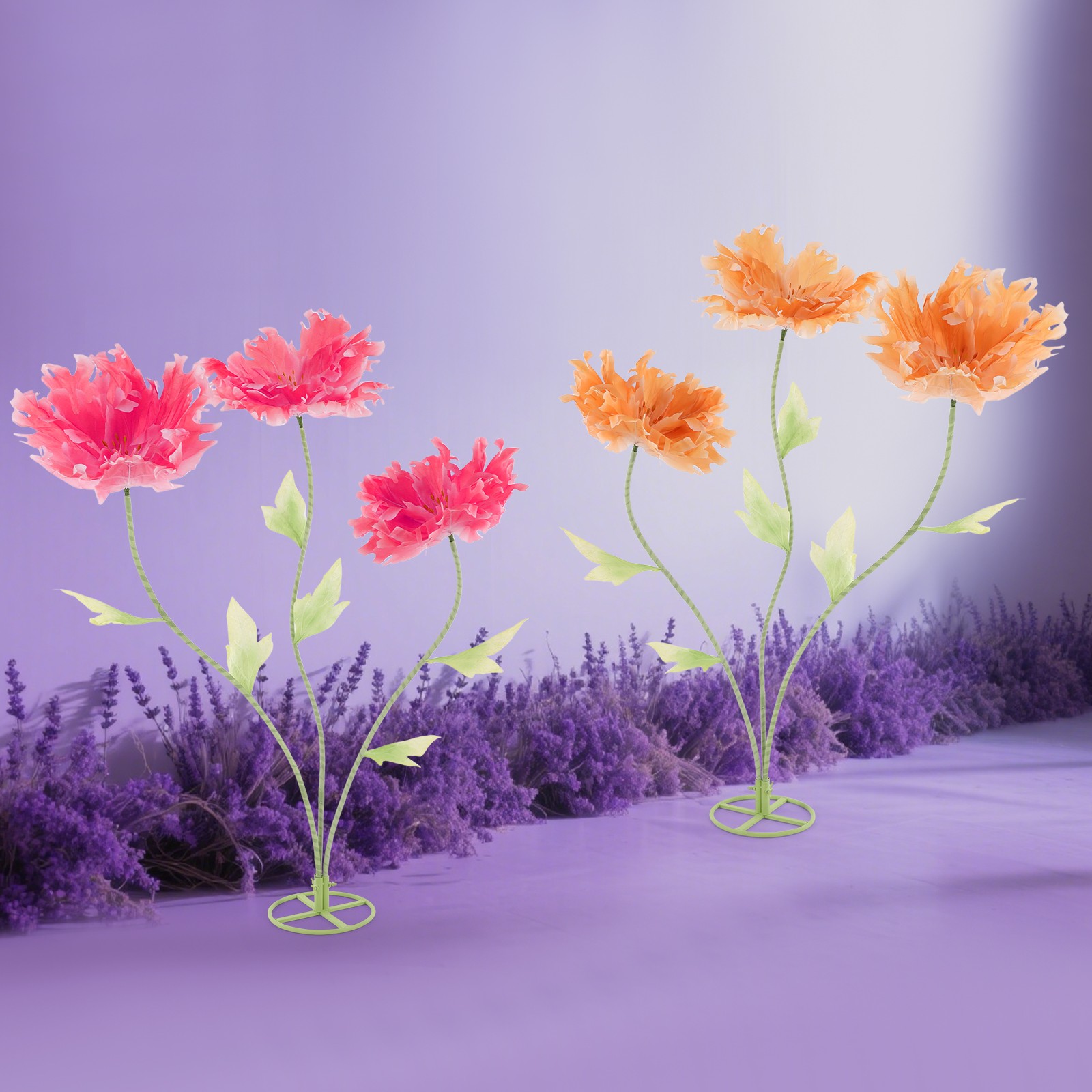 3 Heads Giant Artificial Flowers Wedding Artificial Flower Decoration Stand
