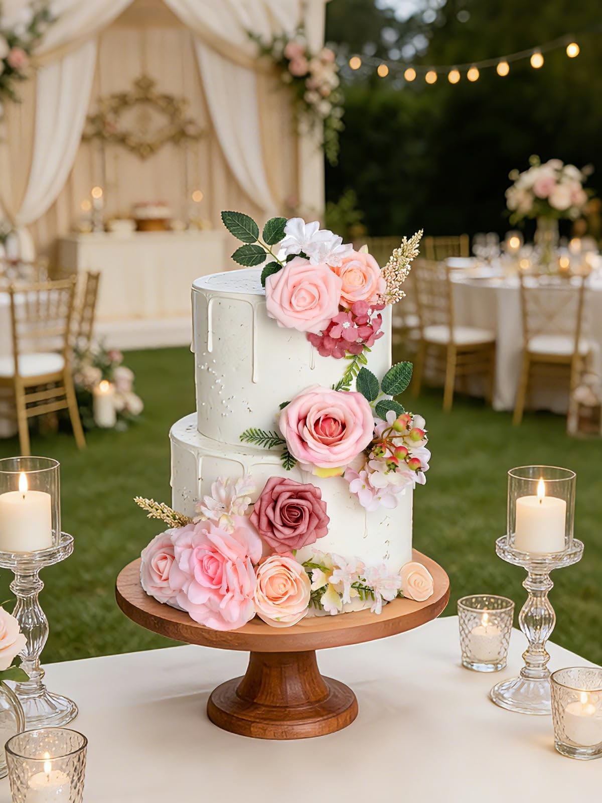 Pink Artificial Flowers Combo Box Set Silk Fake Rose DIY Floral Centerpiece