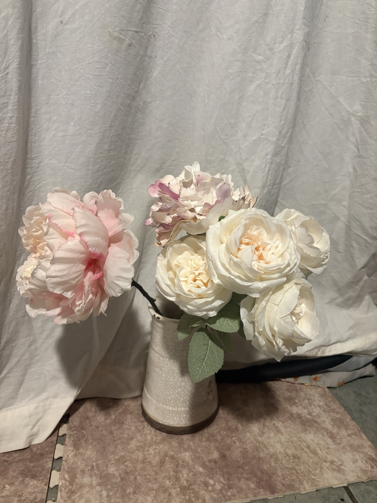 Artificial Silk Flower Lot Roses Peony Pink White Floral Craft Wedding Decor