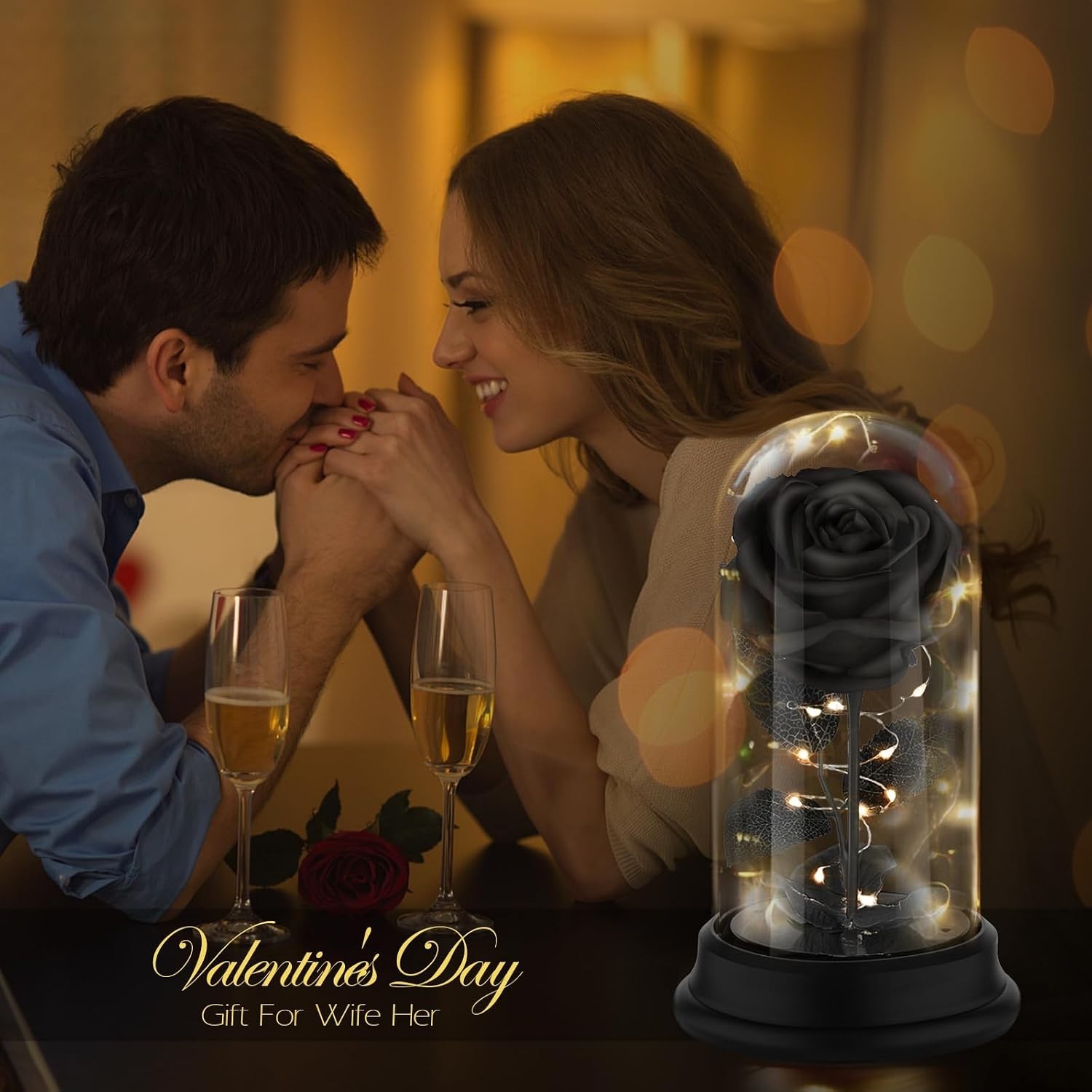 Eternal Black Rose Light Dome – Symbol of Lasting Love & Beauty