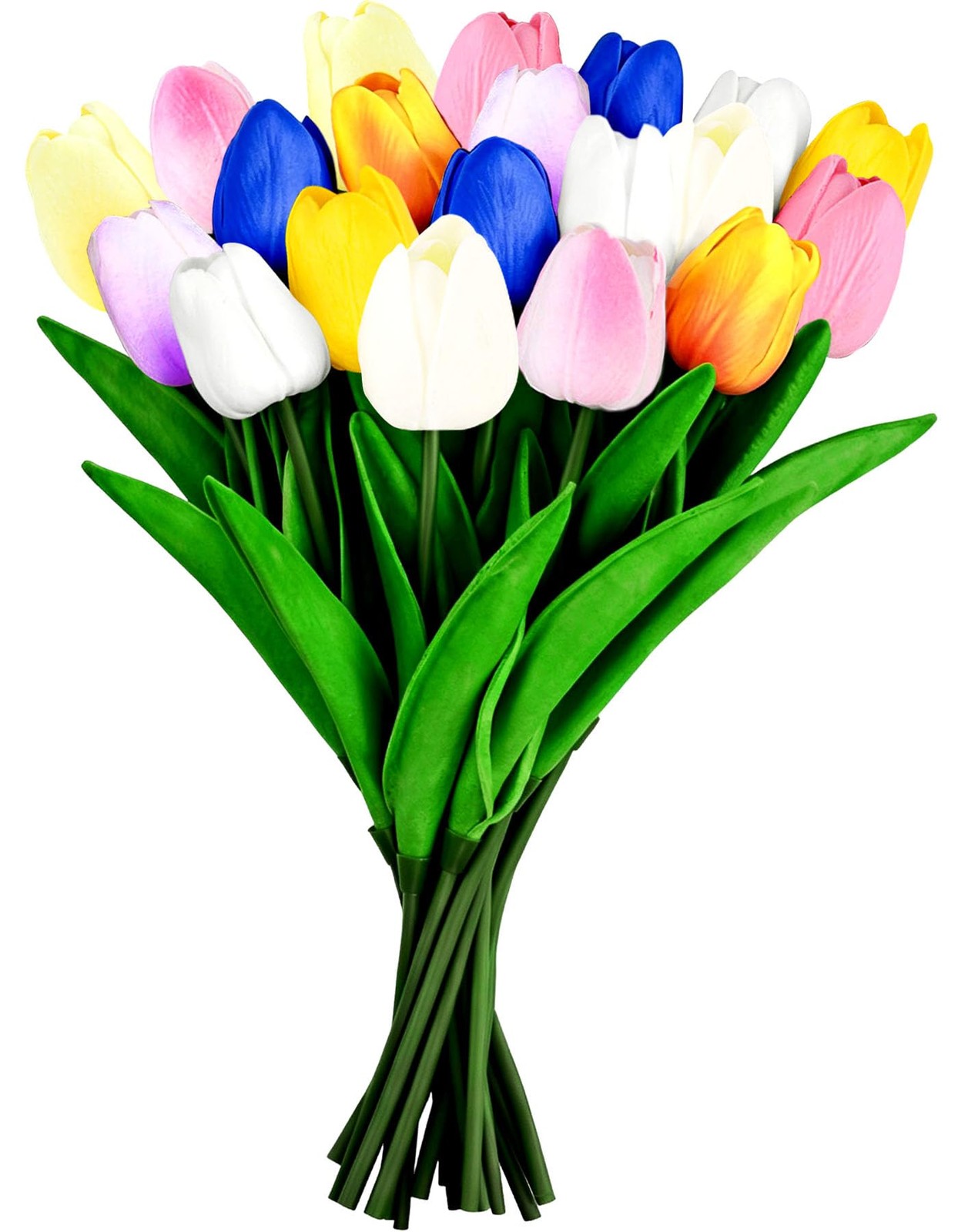 20 PCS Mixed Colors Artificial Tulips, PU Fake Tulips for Outdoors & Indoors,…