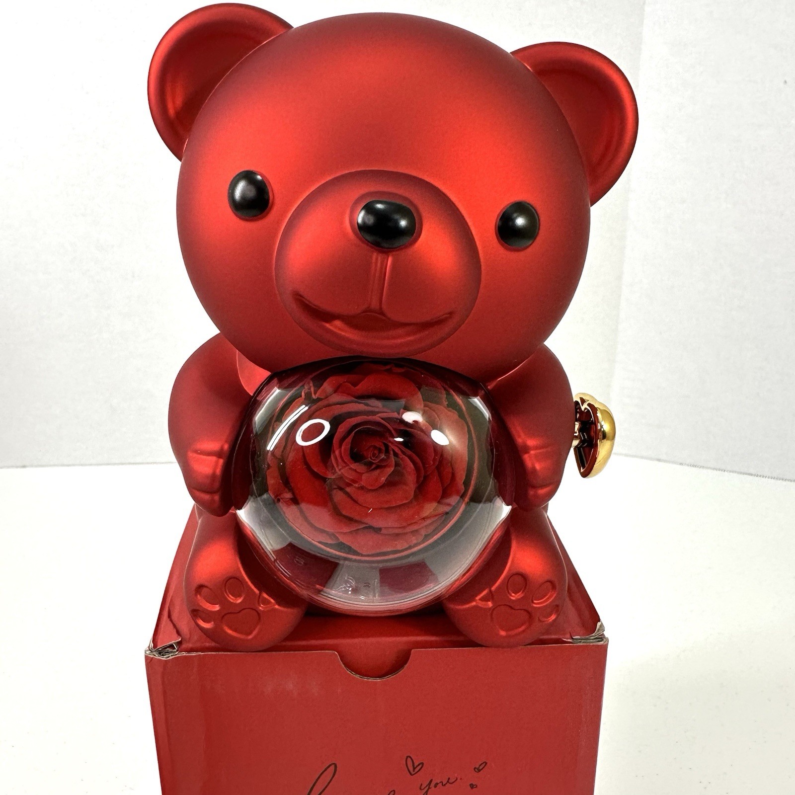 mountova Teddy Bear with Preserved Rose Flower in Bear with Necklace and Box …