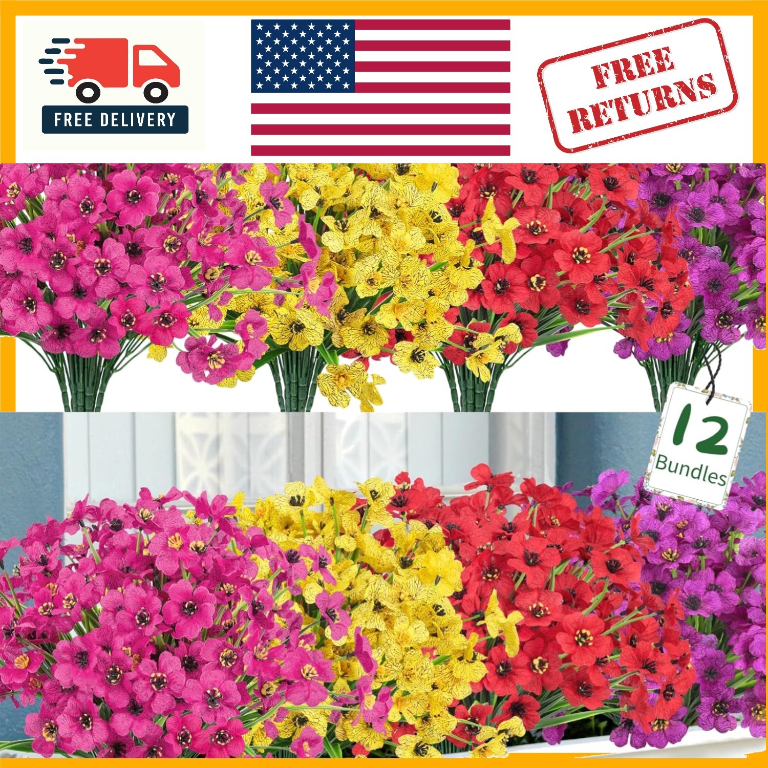 Realistic 12-Bundle Artificial Flowers – Ideal for Indoor and Outdoor Elegance