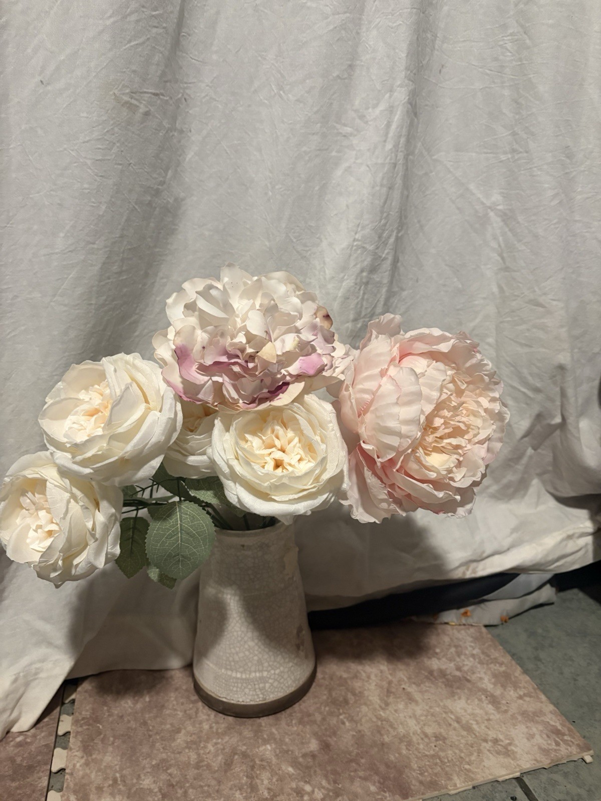 Artificial Silk Flower Lot Roses Peony Pink White Floral Craft Wedding Decor