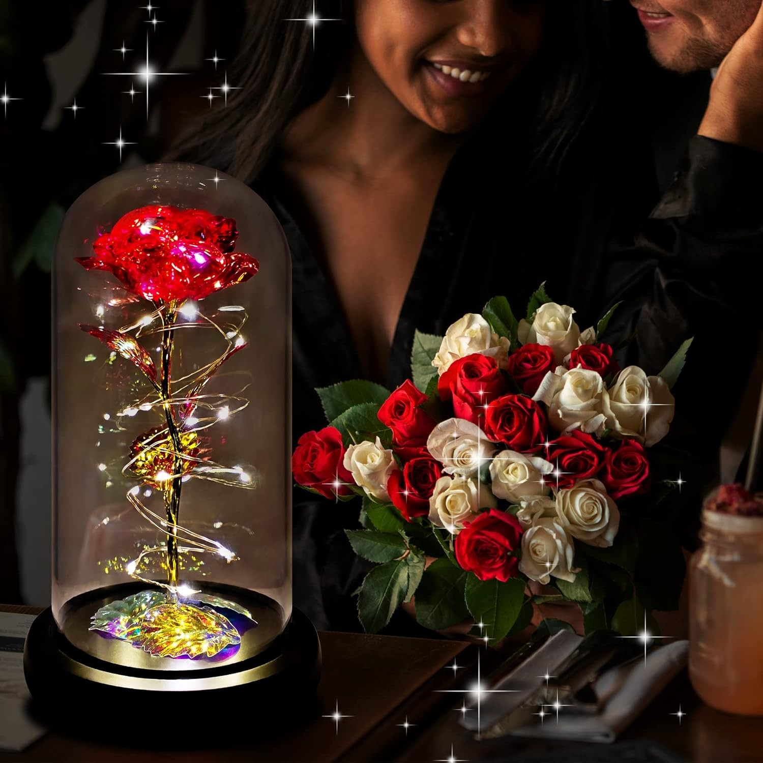 Eternal Rose Flower LED Enchanted Galaxy Rose Christmas Girlfriend Gifts