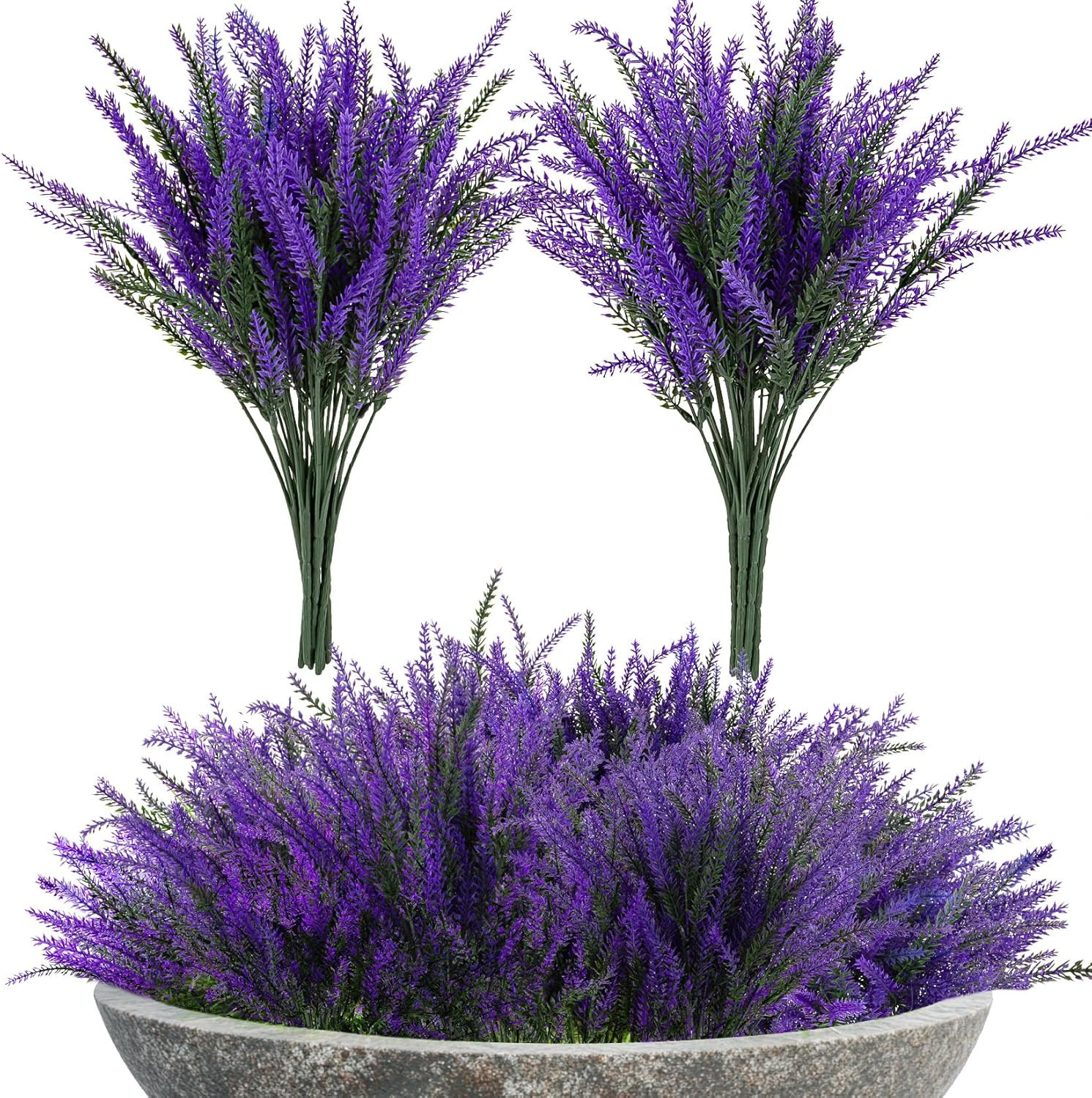 8 PCS Artificial Lavender Flowers – Faux Lavender Plants Outdoor | Purple Flower