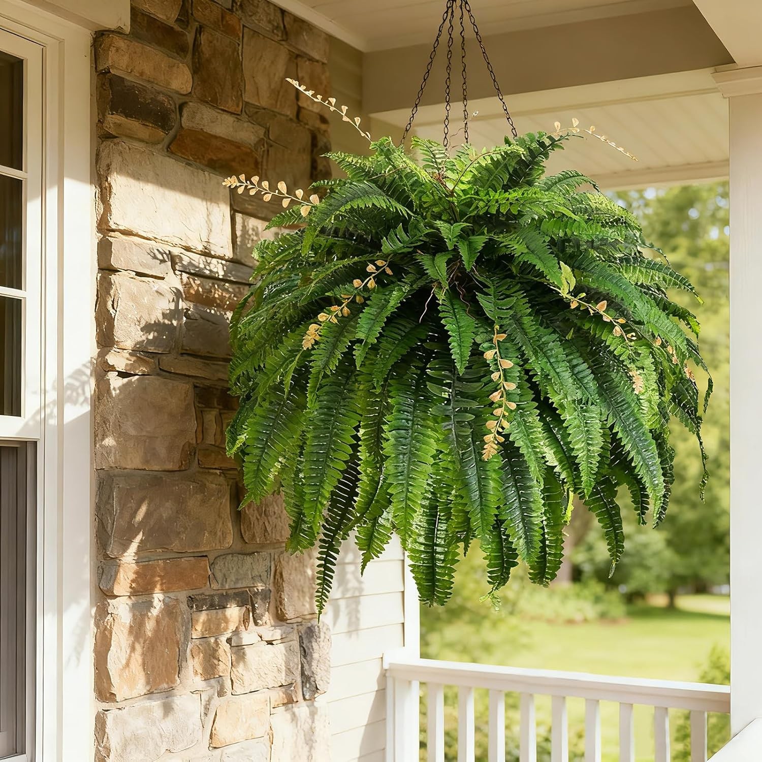 2pcs 48in 88 Blades Artificial Boston Ferns UV Resistant Outdoor