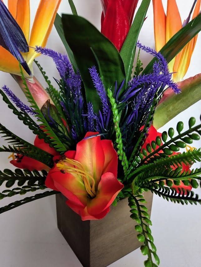 Artificial tropical floral arrangement