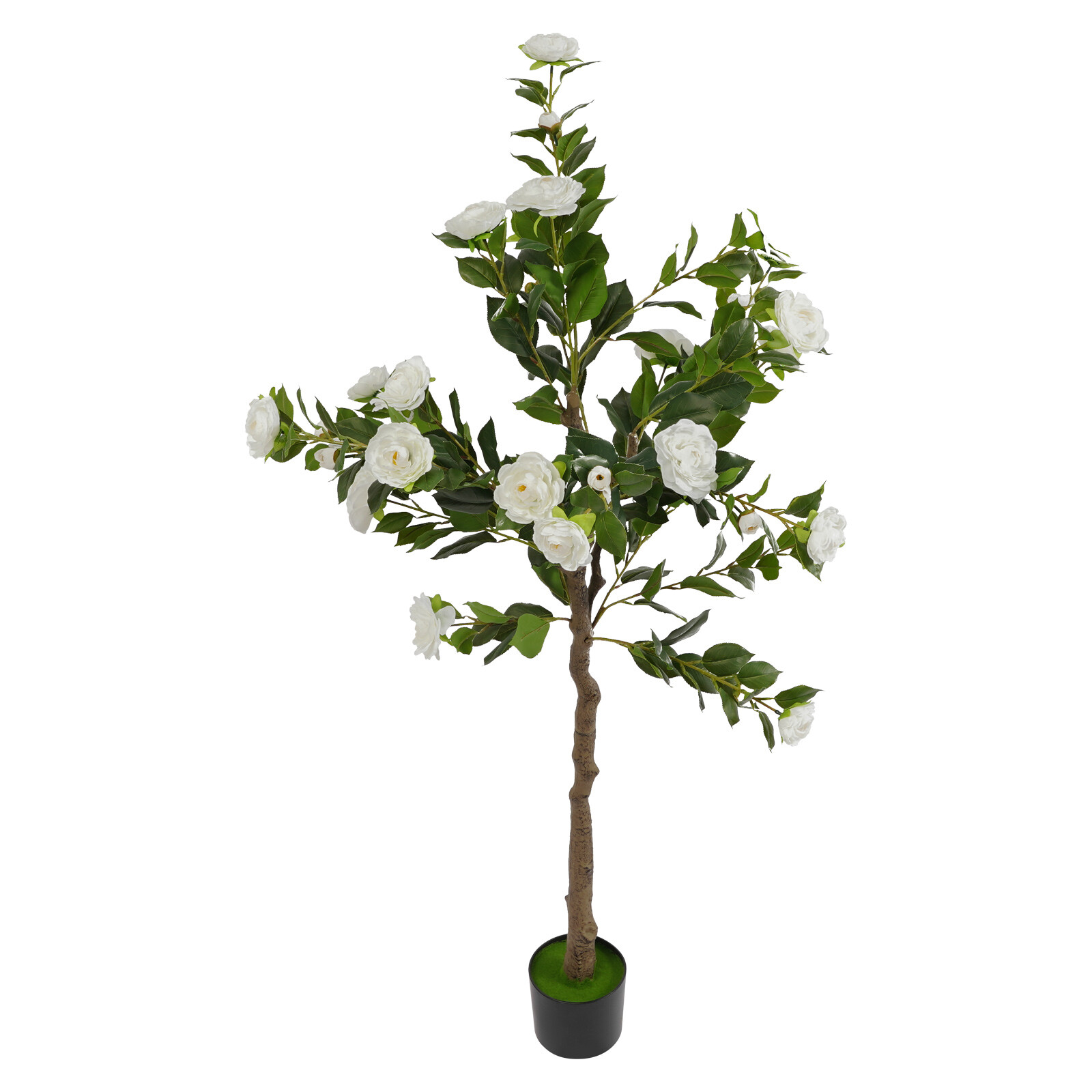 150CM Camellia Plant in Pot with White Flowers White Artificial Camellia Trees