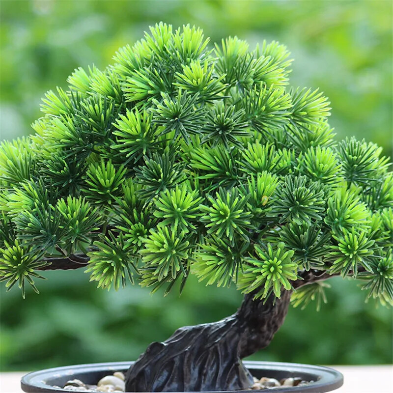 Flower Bonsai Zen Simulated Tree Pine Potted Desktop Decoration Fengshui