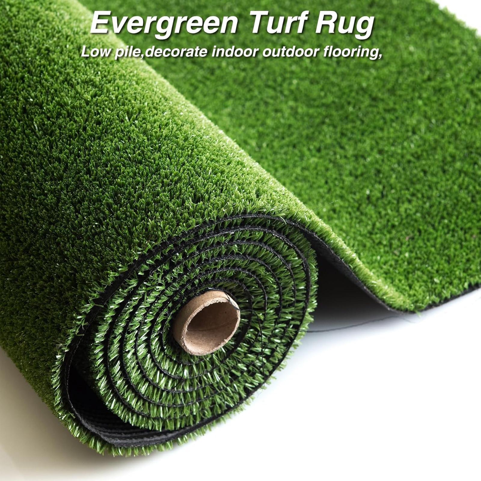 Outdoor Artificial Grass Rug 4FT X 4FT, Green Synthetic Turf Floor Mat for