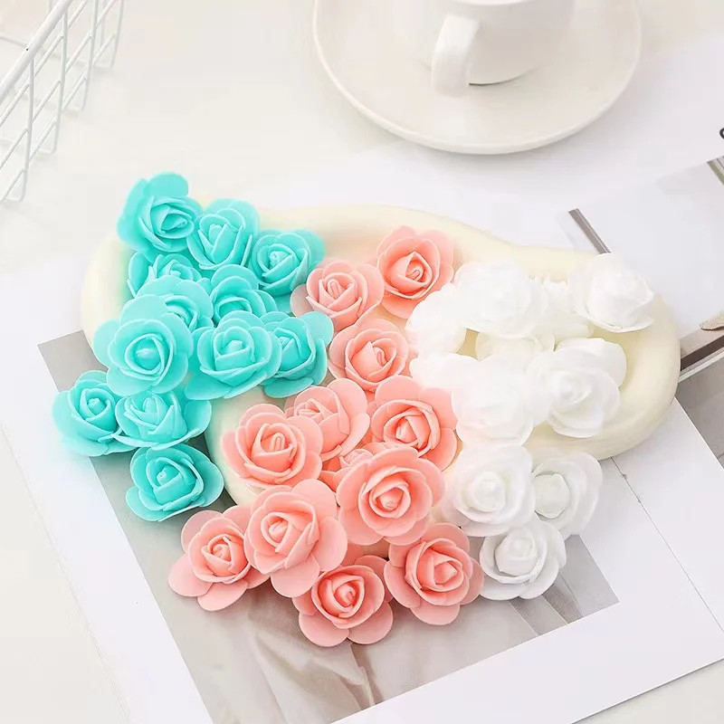 50~500Pcs 3.5Cm PE Foam Rose Head Artificial Flower for Wedding Birthday Party H