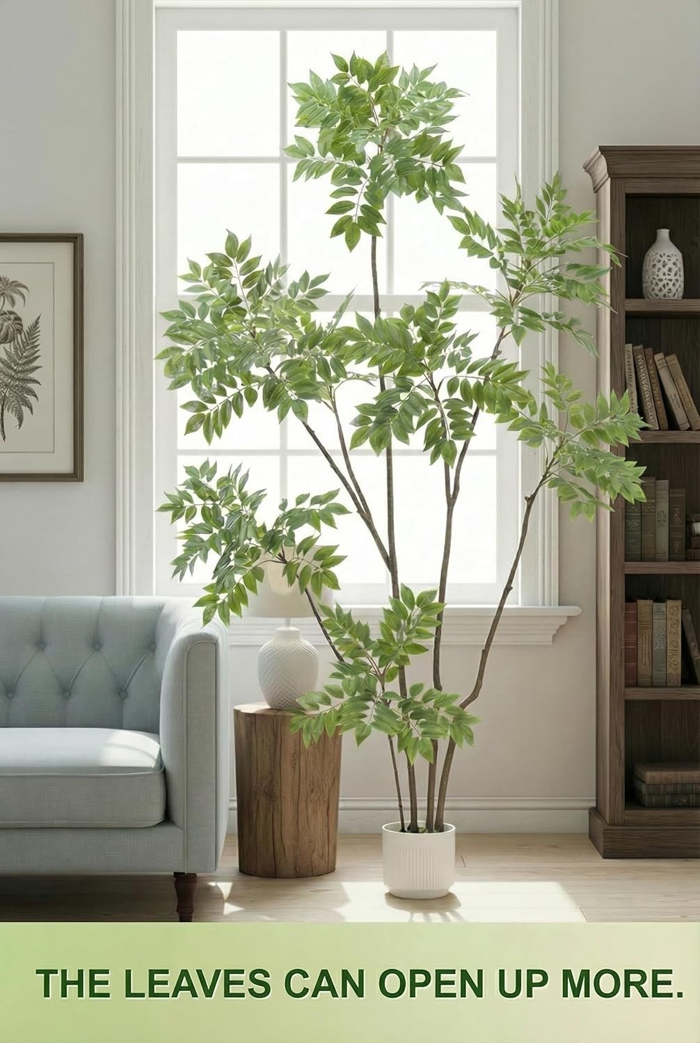 6.5FT Artificial Sumac Tree Faux Mahonia Fortunei Tree with White Pot for Hom…