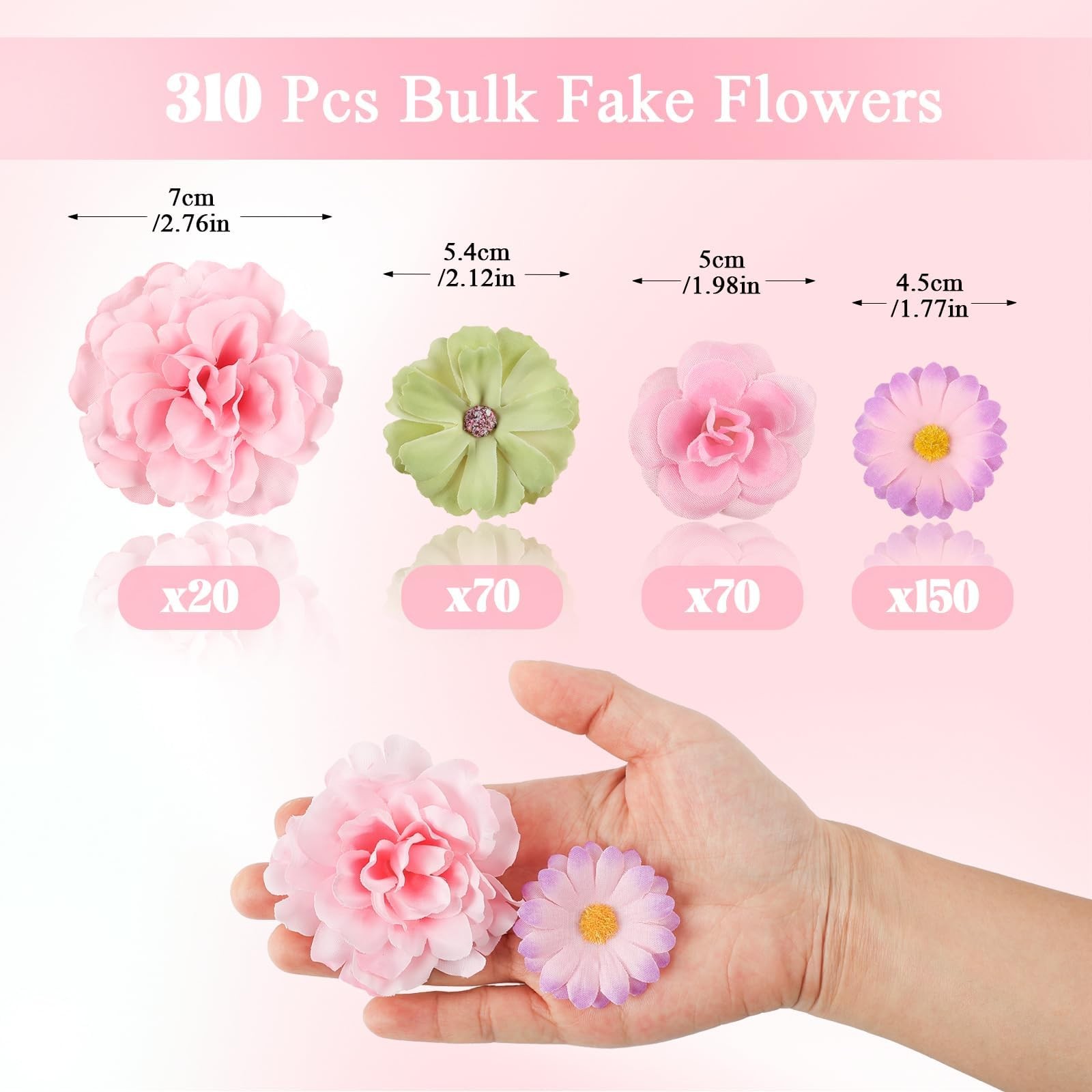 Small Fake Daisy Flower Heads Bulk Silk Crafts For DIY Wedding Decor 310 PCS