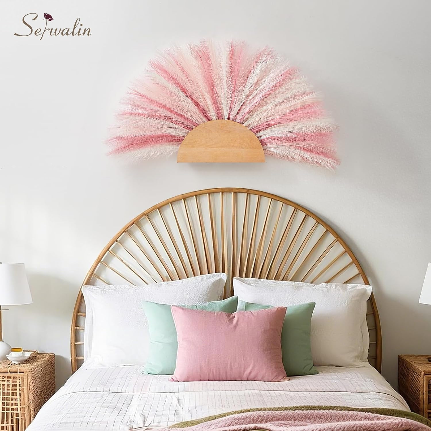 60PCS 17.7″ Pink Pampas Grass Boho Feathers Decor for Home Decor | Artificial Fa